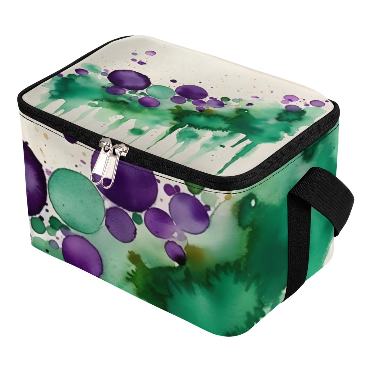 GzLeyigou Lunch Bags for Women Men 9 Cans,Ink Splashes Hot & Cold Food Delivery Bag Insulated Grocery Bag Insulated Lunch Box Colorful Watercolor Cooler Bag for Office Work Picnic Beach