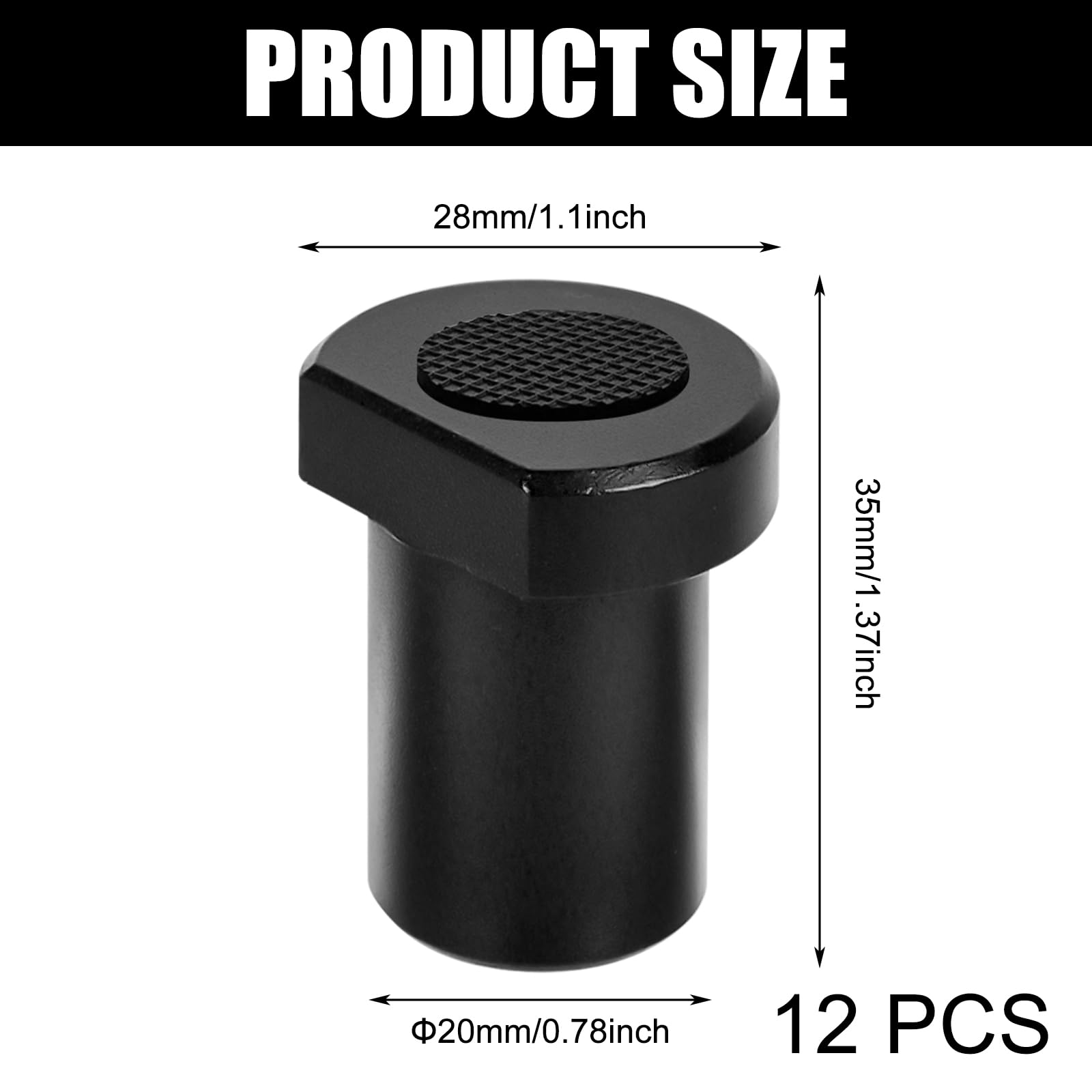 Gancho de banco de aleación de aluminio, 12 piezas banco de perro abrazadera de banco de trabajo posicionamiento mandíbulas accesorio para agujero de perro de 20 mm (negro)