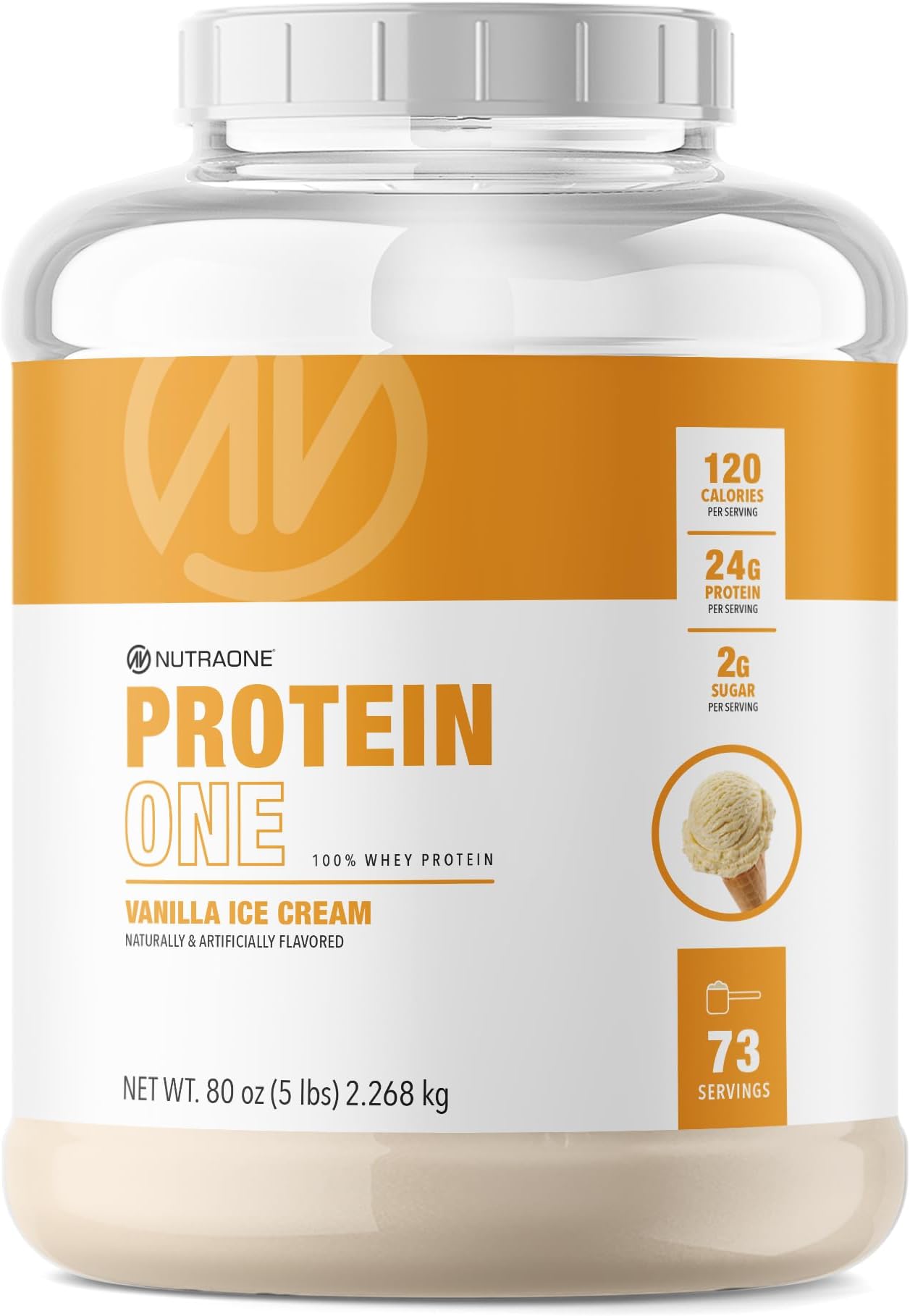 ProteinOne Whey Protein Promote Recovery and Build Muscle with a Protein Shake Powder for Men & Women (Vanilla Ice Cream - 5 lbs.)