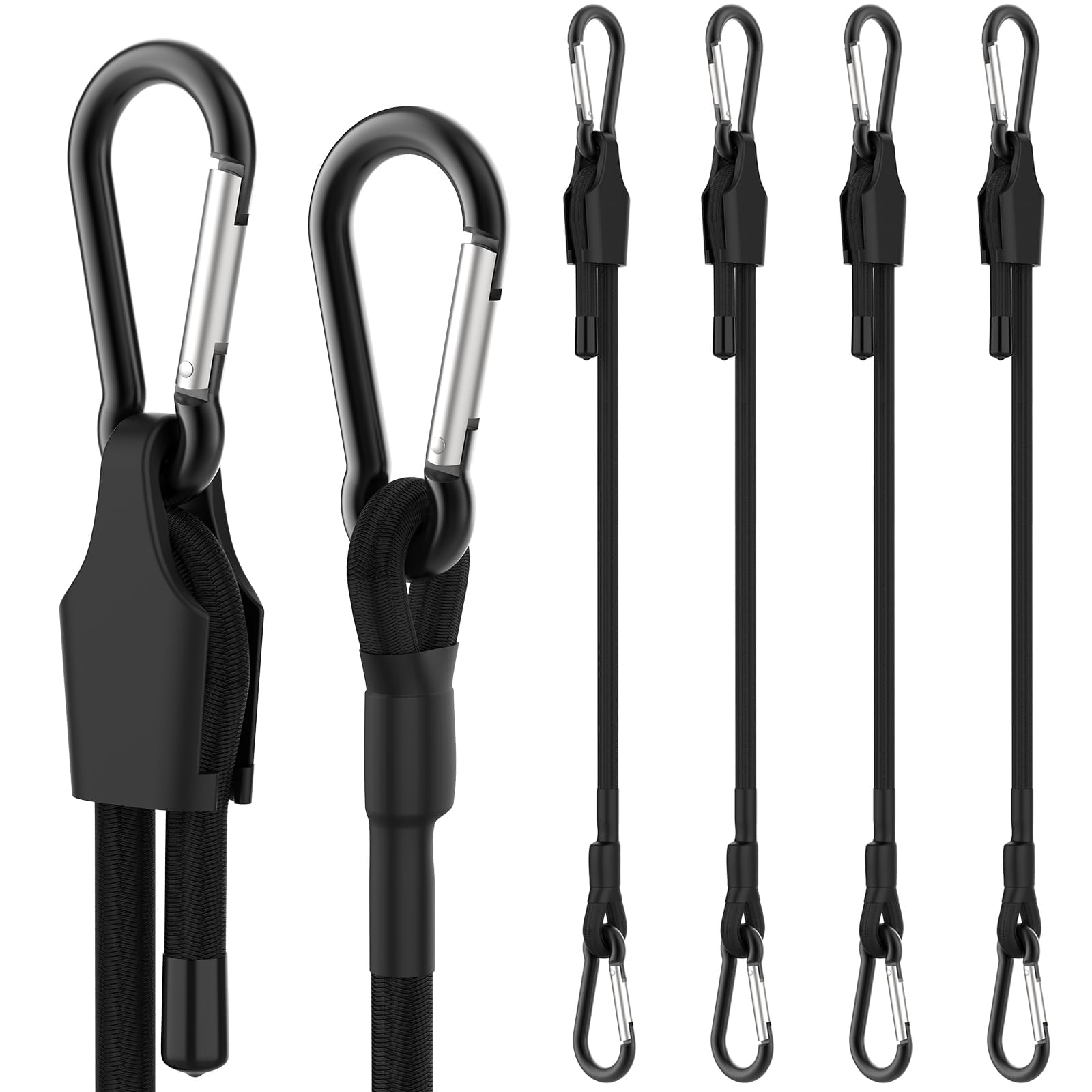 SDTC Tech 72 Inch Adjustable Bungee Cords with Carabiner Hooks