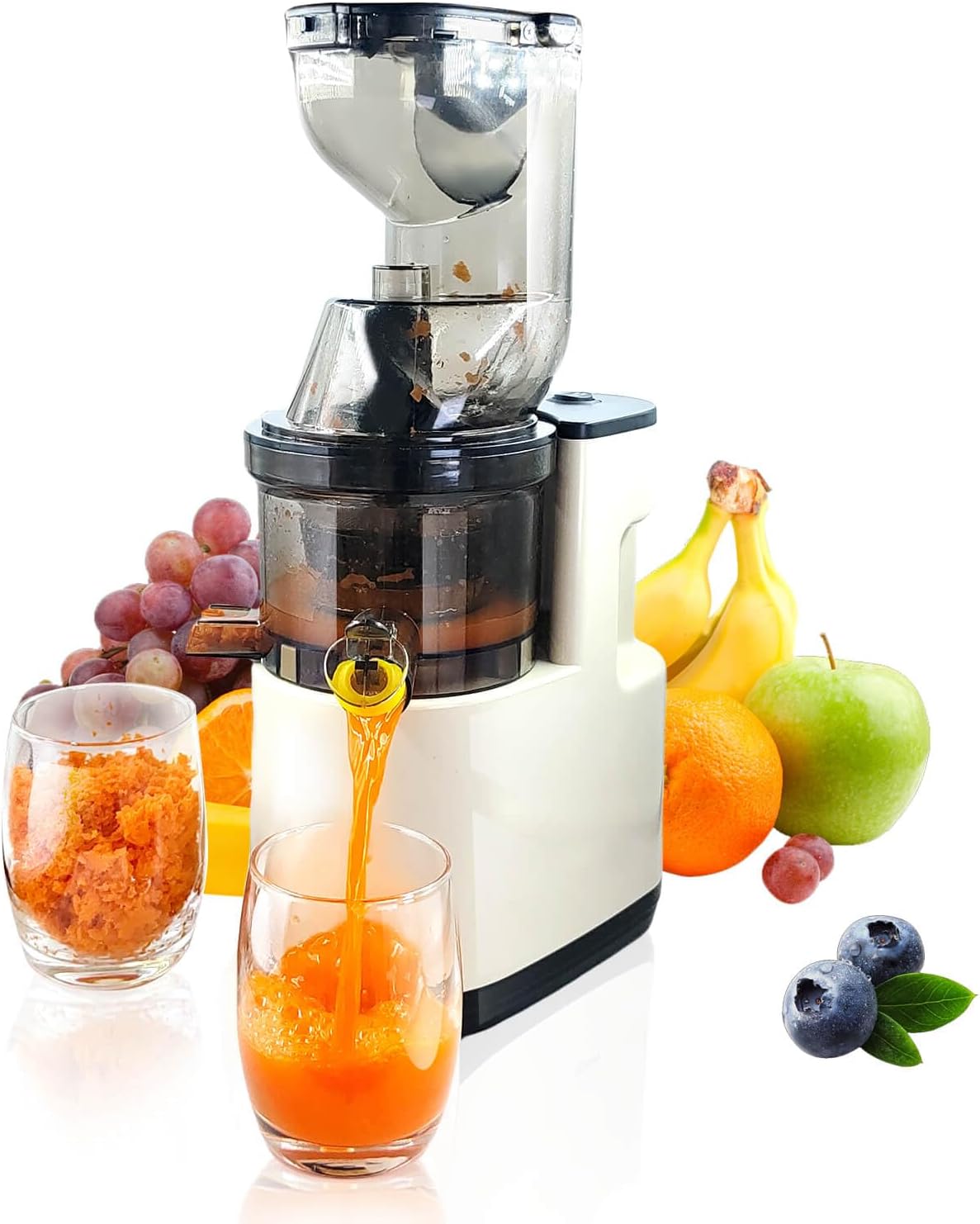 Cold Press Juicer Machines Slow Masticating Juice Extractor with Wide Feed Chute,High Yield Juice Maker for Fruit & Vegetable,Can make fruit ice cream - Easy to Clean Quiet Machine Extractor de Jugos