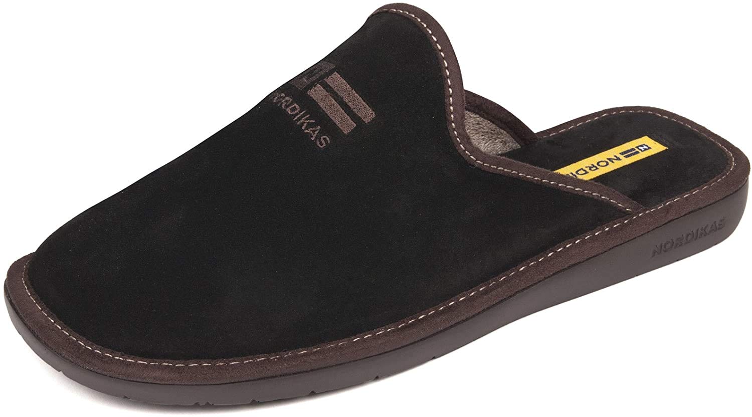 nordikas Zapatillas Hombre (45, Afelpado Negro)