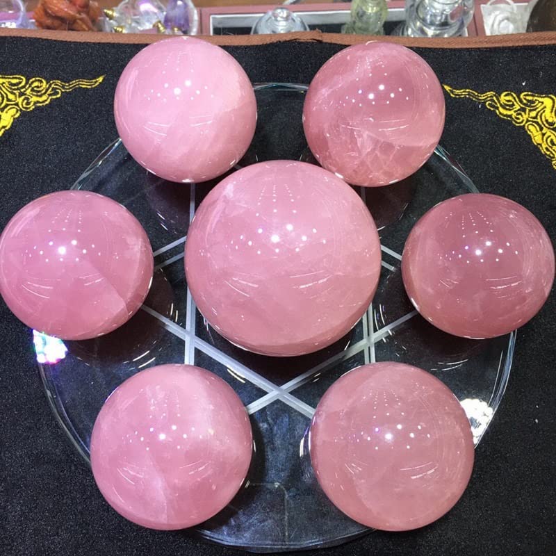 Esfera de cuarzo rosa de alta pureza pulida a mano de 50mm 4