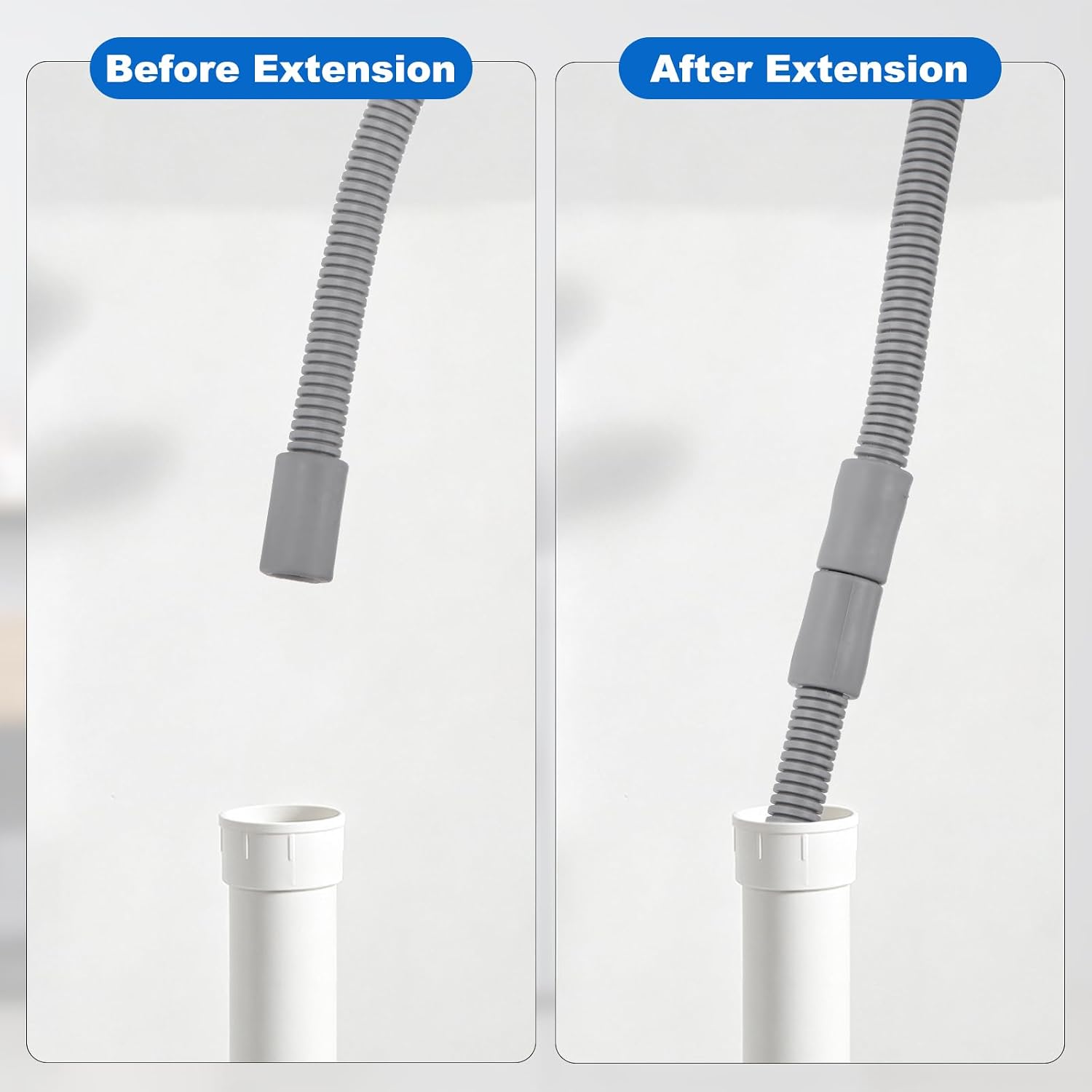 PATIKIL 0.3m/0.98ft Dryer Drain Extension Hose w 2 Connectors Adapters image 5