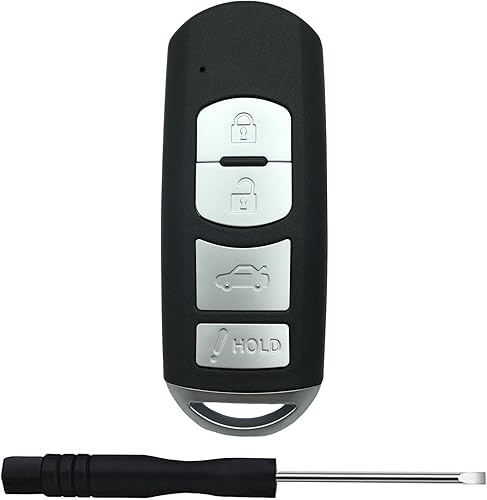 Miniatura 8 de Carcasa de repuesto para llavero de automóvil Mazda 3 CX-3 CX-5 WAZSKE13D01 662F-SKE13D01 662F-SKE13D01 para llave de coche, color negro (3 botones)