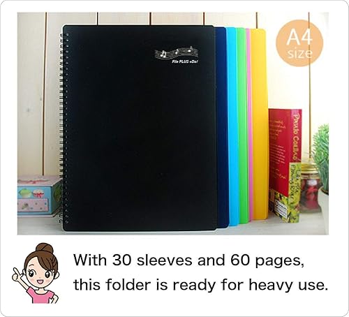 Miniatura 6 de FILE PLUS DO - Carpeta para músicos, carpeta de partituras, carpeta de banda, escribible, encuadernada en espiral, tamaño carta de EE. UU.A4, 30