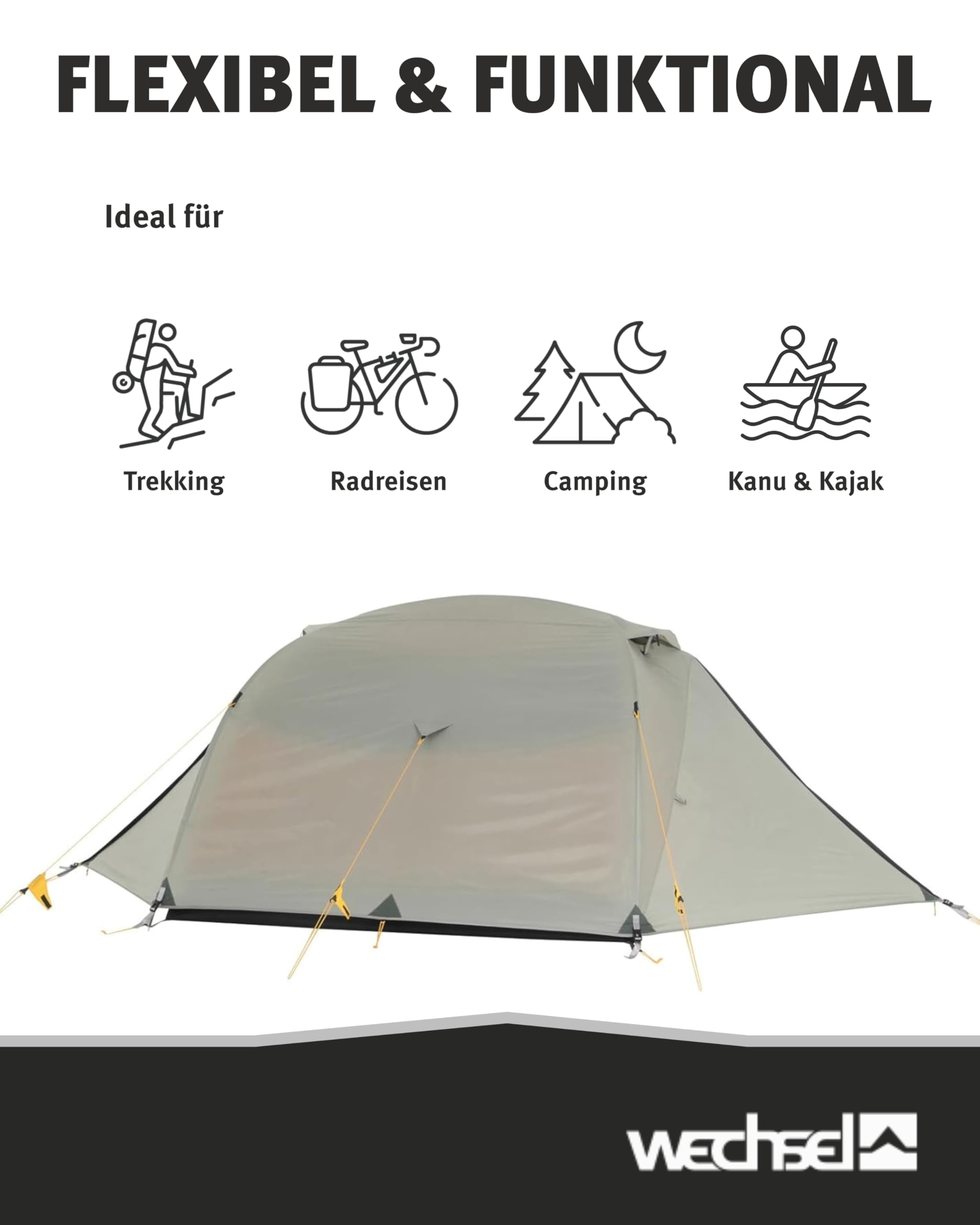 Wechsel Zeltboden Charger 3 I Schwarz I robuste Zelt-Unterlage Boden I Zeltplane wasserdicht mit 7000mm Wassersäule I Bodenplane aus 75D Polyester I Camping-Plane zum Schutz vor Nässe & Schmutz