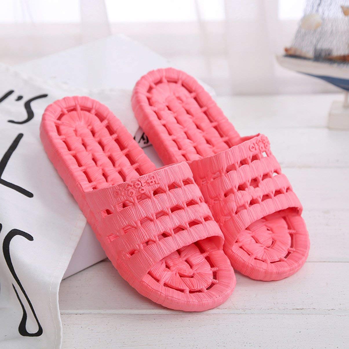 WellingtonAE Bathroom Slippers Slip Bath Hollow Leaking Home Couple Indoor Pvc Men And Women Plastic Sandals And Slippers Summer