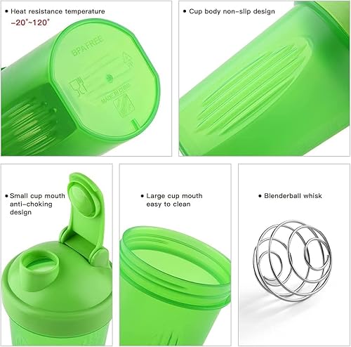 Miniatura 3 de EBAT Protein Poweder - Botella agitadora sin BPA, a prueba de fugas, marcas de onzas en relieve y mililitros, mezclador de jugo, taza agitadora de