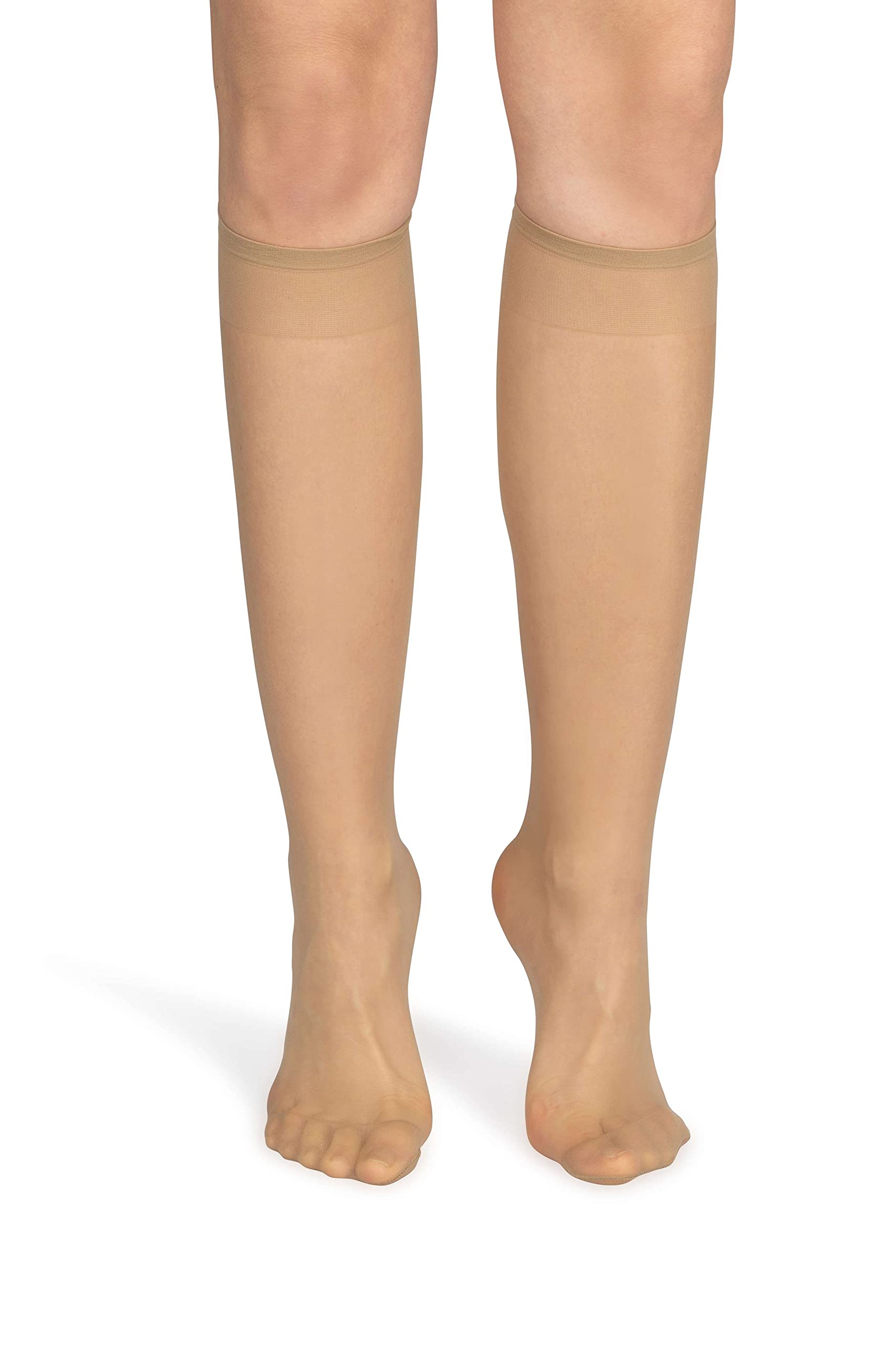 Noq Women's Dune Socks Knee-Highs Plain 15 Den Casual Style Pressure-Free Semi-Matte Transparent Knee Socks With Comfort Top Two Pairs One Size,