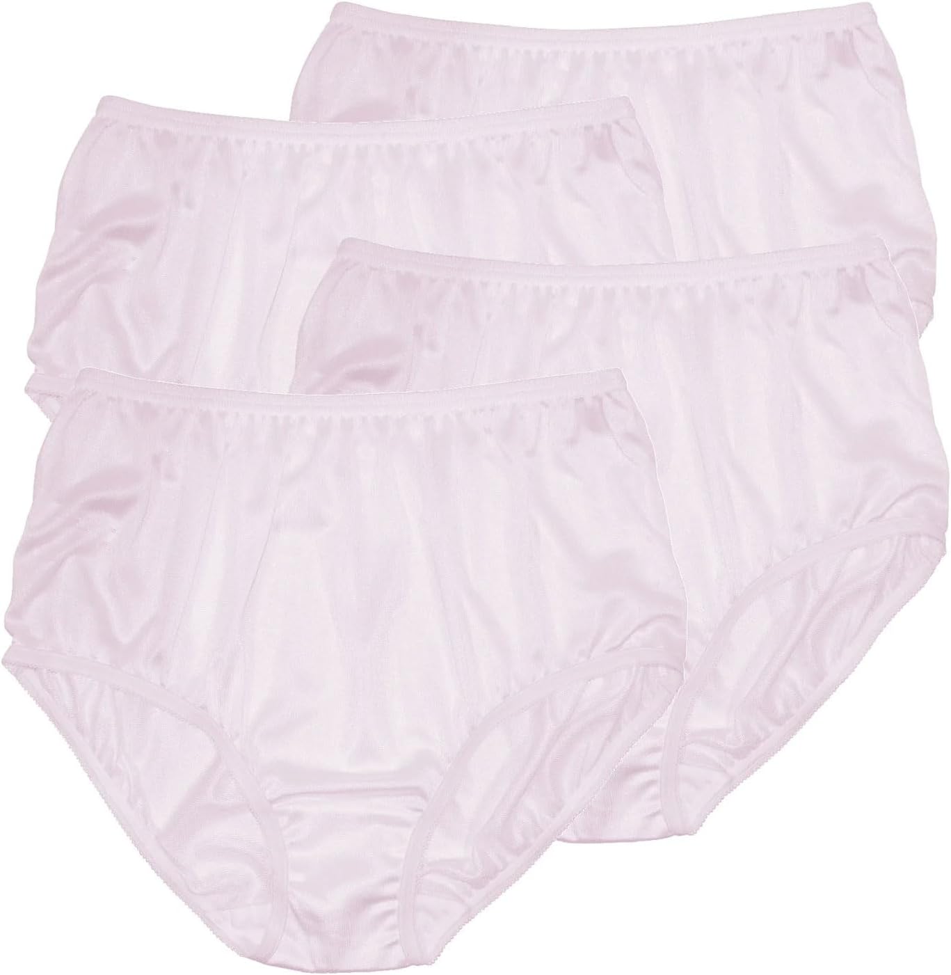 Teri Women's 331 Plain Jane Classic Nylon Silky-Smooth Lightweight Breathable Full Coverage Brief Panty - 4 Pack