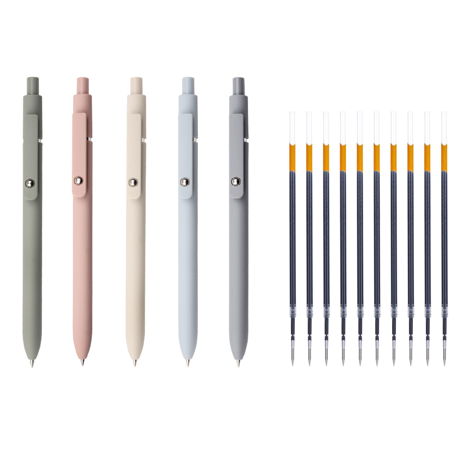 FENDOUNIU Gel Pens, 5 Pcs 0.5mm Black Ink Pens Fine Point Smooth Writing Pens Plus 10 Black Refills, High-End Series Pens for Journaling Note Taking,Quick Dry Ballpoint Pen for Office School Home