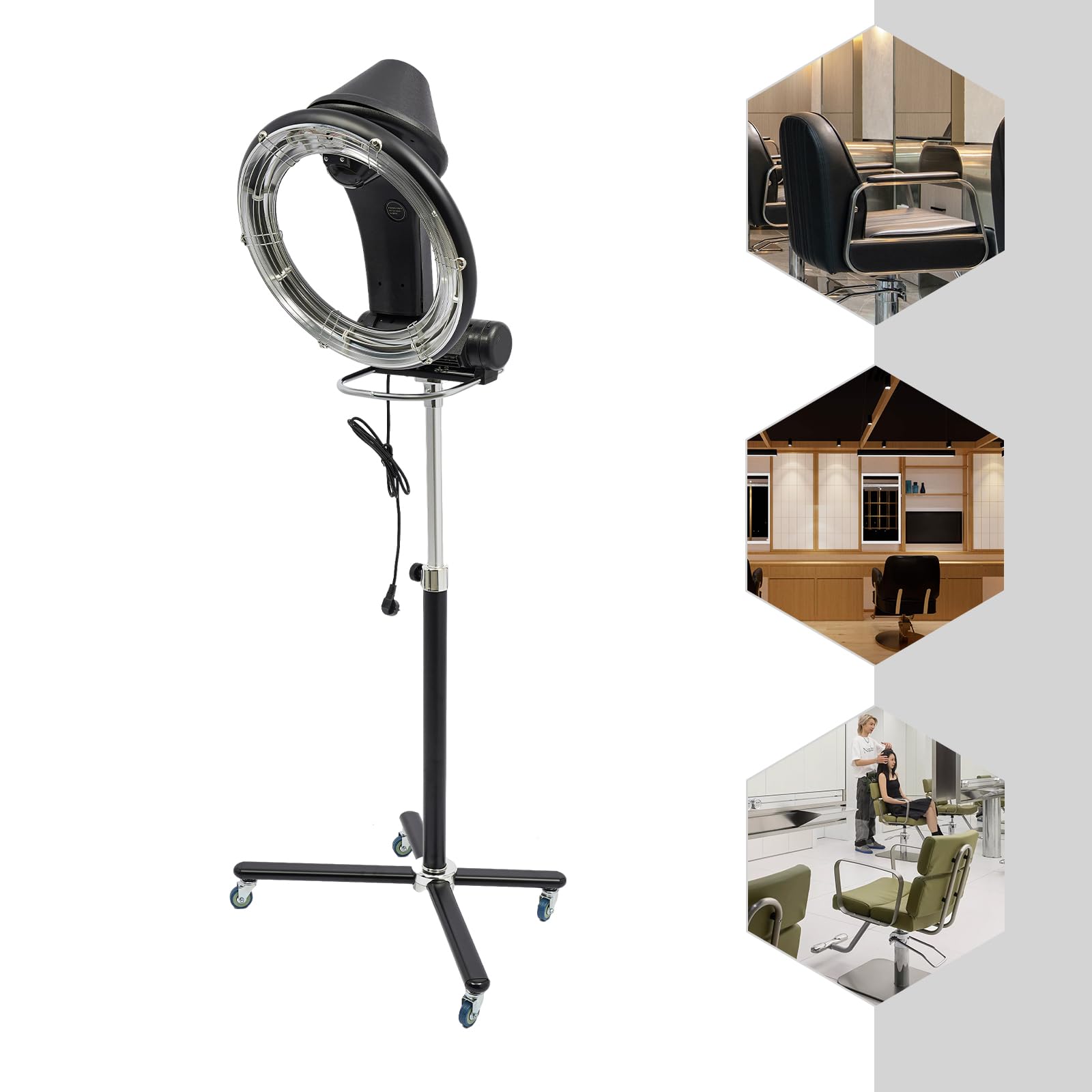 3 in 1 Orbital Infrarot Haartrockner, Salon Haartrockner, Haartrockner 950W, höhenverstellbar 52,76-68,11 Zoll, Timer 0-60 Minuten, Trockenhaube für Friseursalons