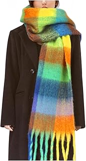 Womens Scarf Winter Big Colorful Checked Thick Warm Soft Scarves Casual ...