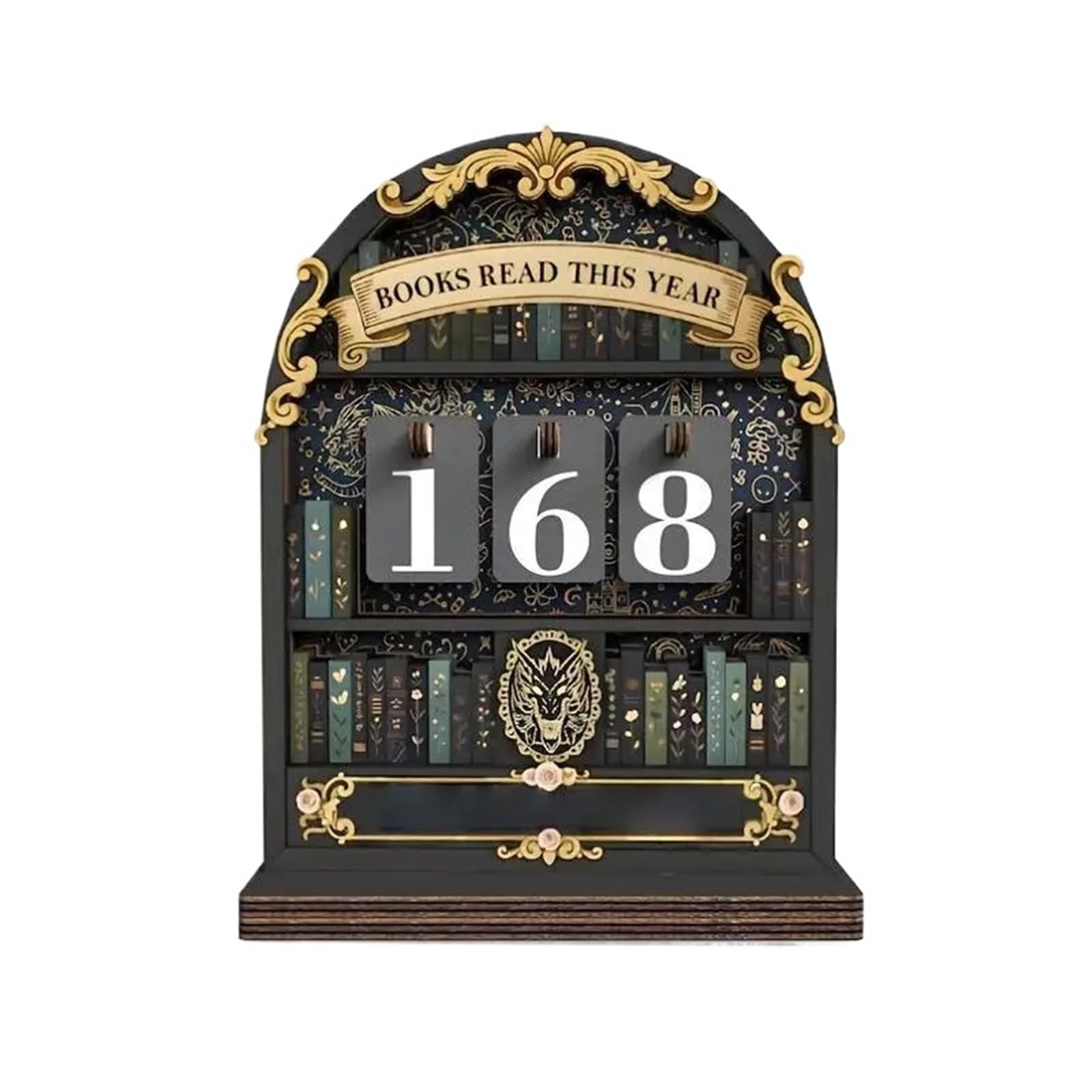 Wooden Book Reading Challenge Tracker - Yearly Counter For Book Lovers(Black)