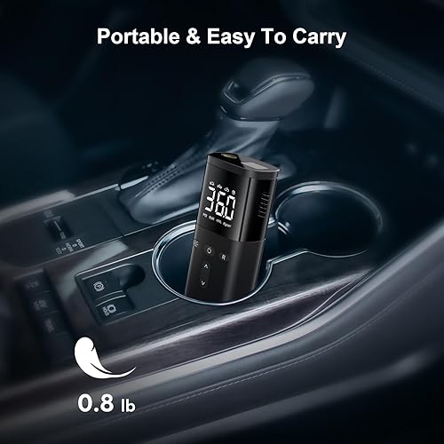 Miniatura 7 de MEUCI Inflador de neumáticos, compresor de aire portátil, bomba de aire automática de 150 PSI para neumáticos de automóvil, bomba eléctrica de