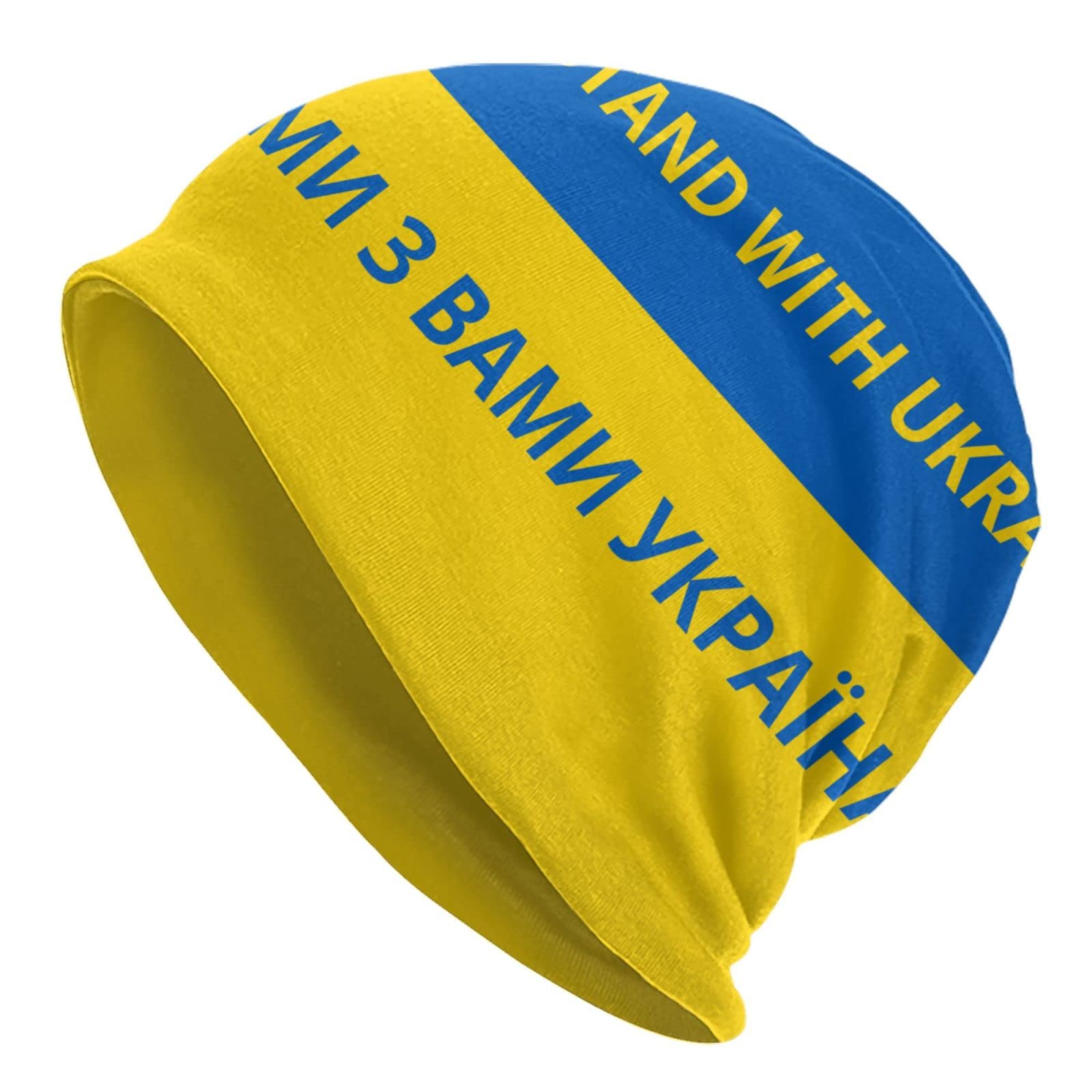 Yingd Unisex #473 Knitted Hat We Stand With Ukraine Winter Hat Soft For Men Women Beanie Hat