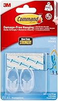 Vista 1 de Command Ganchos pequeños, transparentes, 2 ganchos, paquete de 6