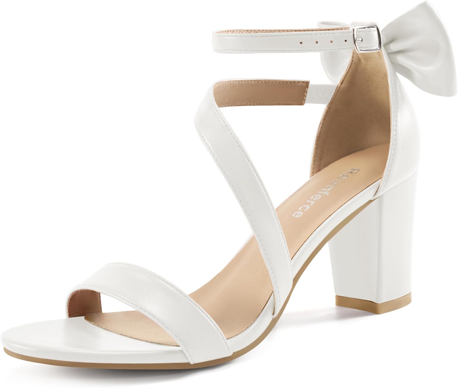 Reimferce Chunky Heels for Women Wedding: Black 8 Comfortable Ladies Bow Heel Sandals for Prom Party – Bridal Dressy Walking Shoes