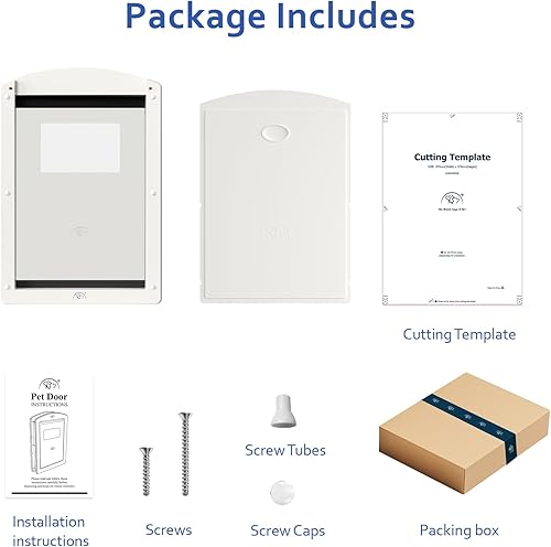Miniatura 7 de Classicmacher Puertas de perro con marco blanco para perros medianos, puerta de plástico duradero para mascotas con panel de bloqueo deslizante y