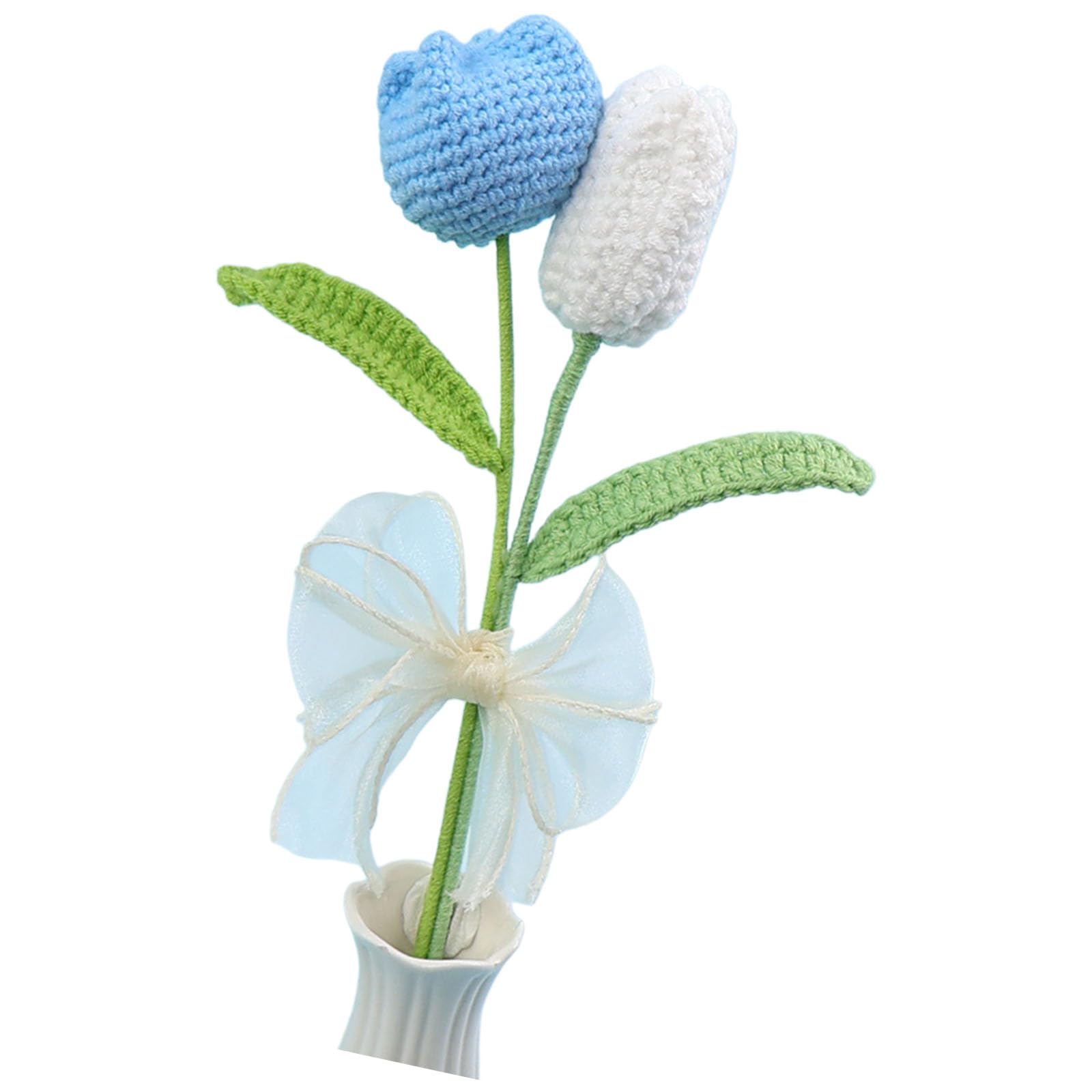 Qusinfc Hand Knitted Wool Tulips Flower Bouquet for Home Decoration and Gift Giving with Vibranting Color Permanent Interlaced Home Decoration