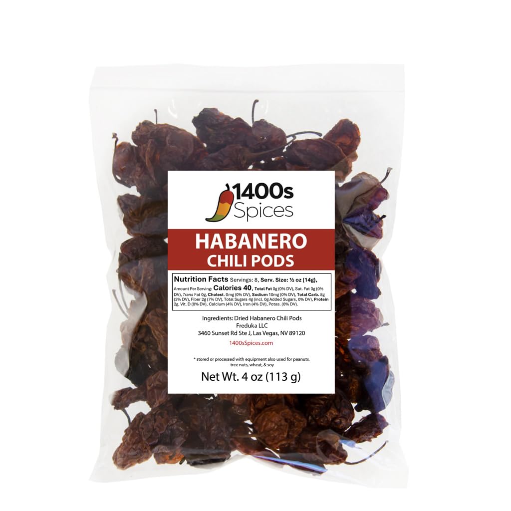 4oz Dried Habanero Peppers by 1400s Spices