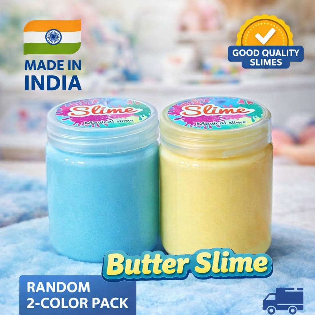 Lemon Scented Butter Slime for Kids (2 Pack, 300g) – Super Soft, Non-Toxic & Fluffy Sensory Toy – Stretchy Stress Relief Slime Kit for Boys & Girls Age 3-10 Years