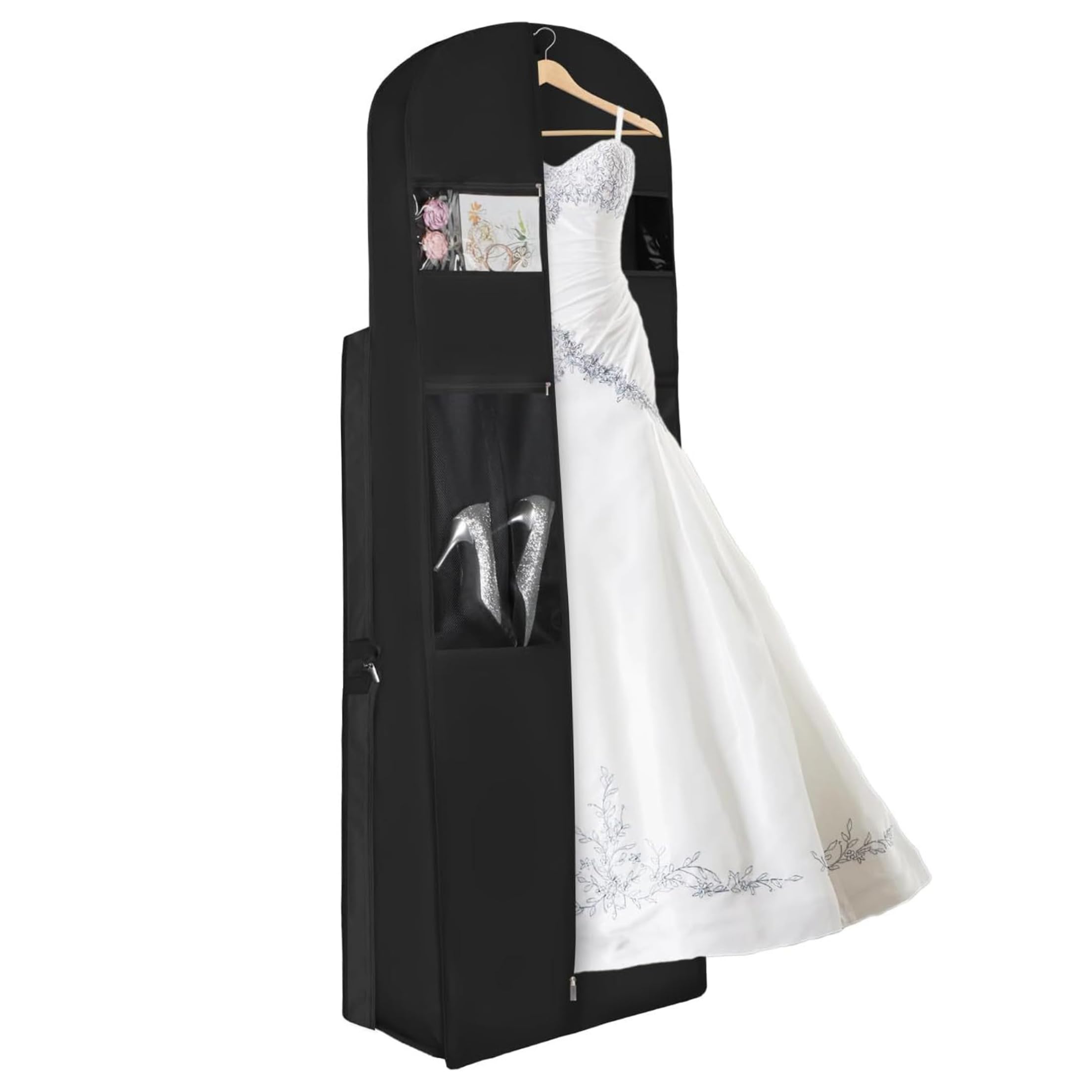 Sac pour robe de mariée anti-pli grand espace de rangement avec fenètre et poches
