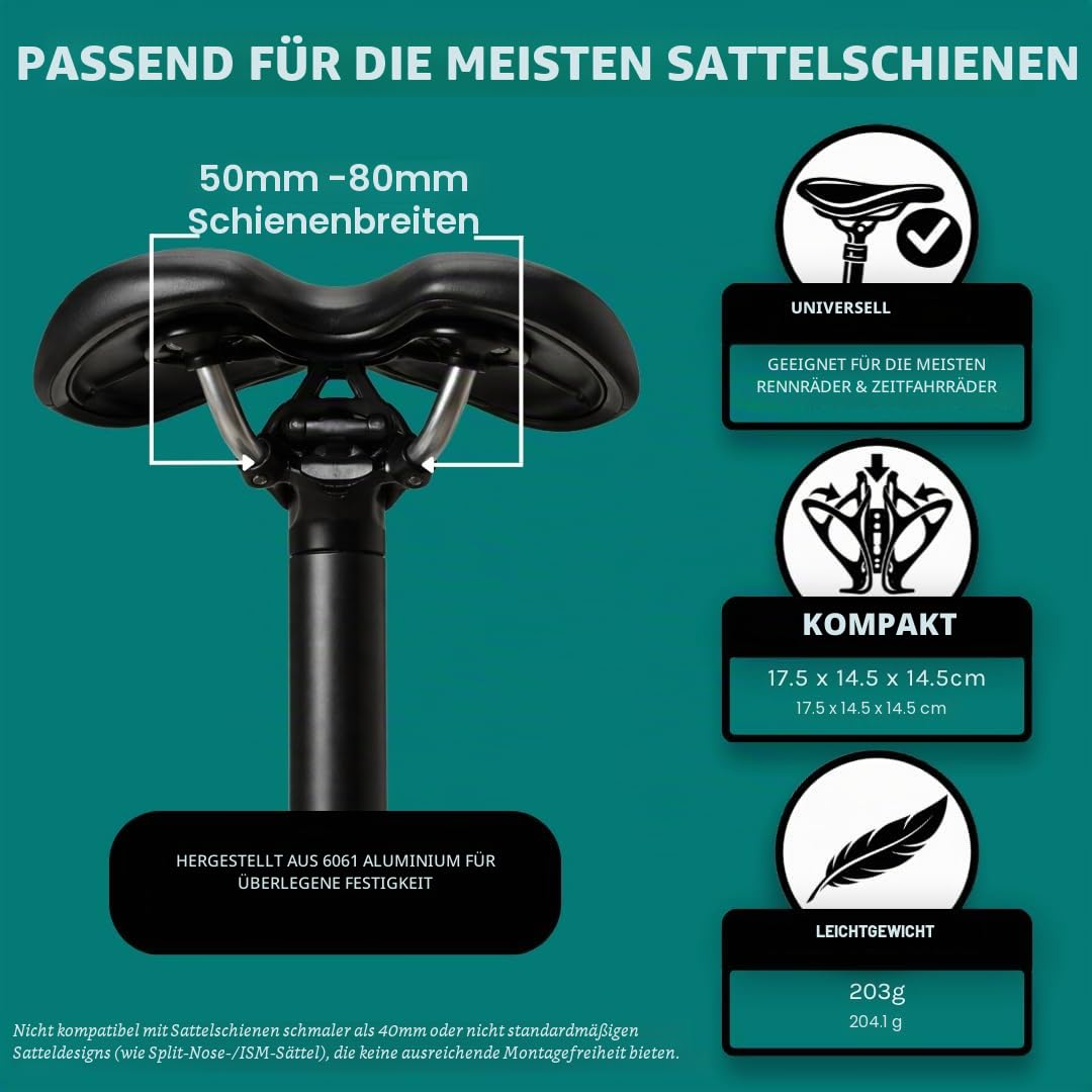 VeloChampion Universal Fahrrad-Flaschenhalter | Hinter Sattel Hydrationshalter für Triathlon & Rennrad | Für 1–2 Flaschen 750ml & CO2 | Passend Sattelstreben 50–80 mm (Premium, Aluminium, Schwarz)