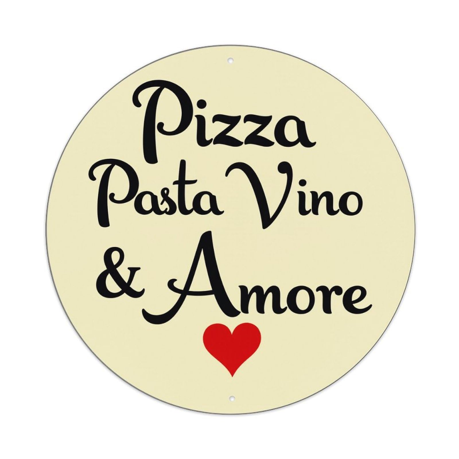 Pizza Pasta Wine Love Heart Metal Tin Sign Vintage Garden Bedroom Cafe Bar Man Cave Home Wall Decor Metal Poster 8x8 inches