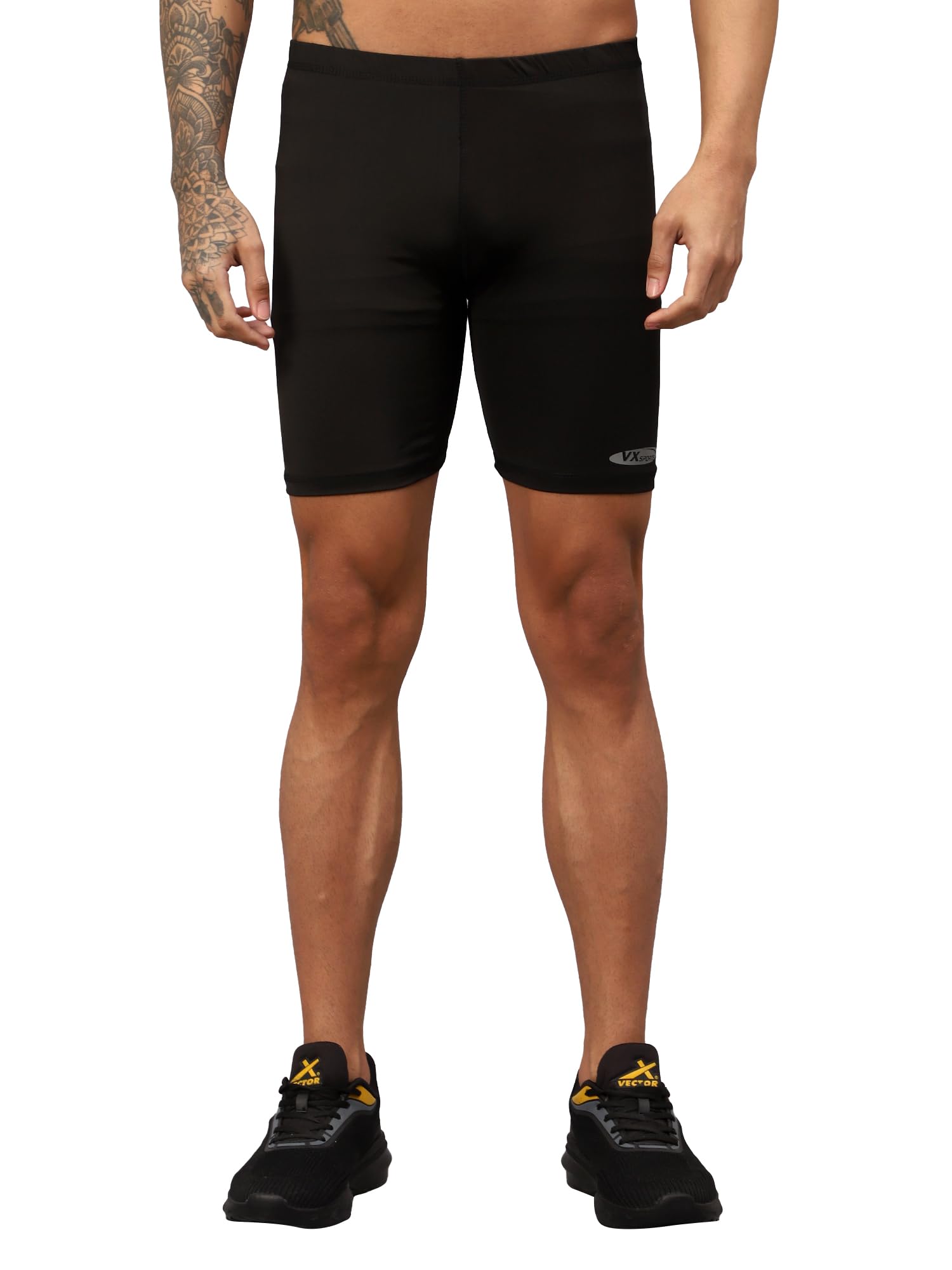 Vector X OMS-254 Men's Skin Tight Compression Bottom Shorts|High Waist Breathable Inner Shapewear for Sports, Gym, Running, Cycling, Swimming, Yoga| Quick Dry