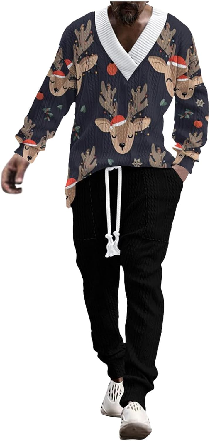 Men's Long Sleeve Christmas Shirt Casual Holiday Prints