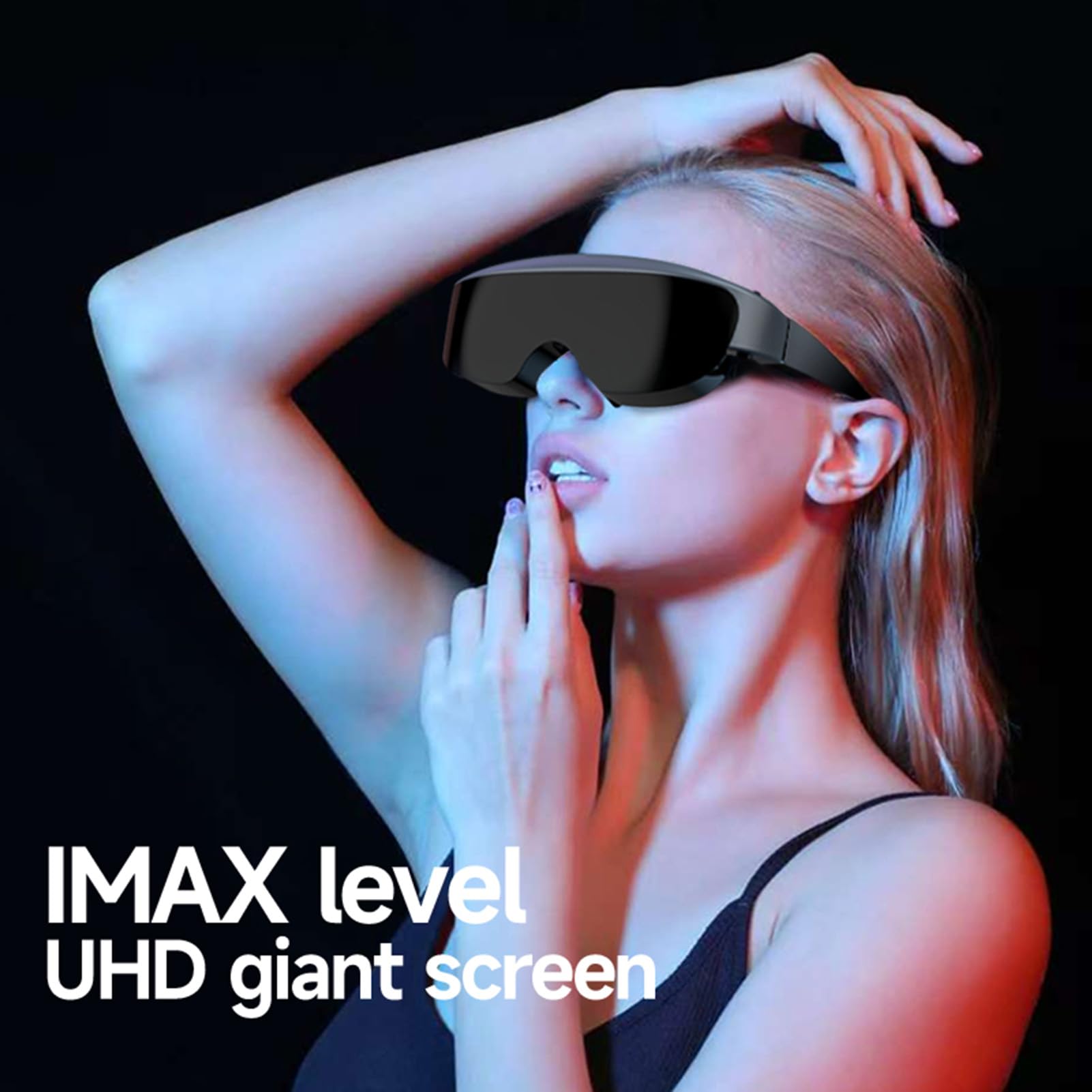 Denash Gafas AR, Pantalla OLED 1080P, 3000 Nits, Pantalla Virtual de 400", Ajuste de Miopía de 0-600°, Gafas XR Inmersivas Todo en Altavoces Incorporados para Todos los Dispositivos USB-C DP