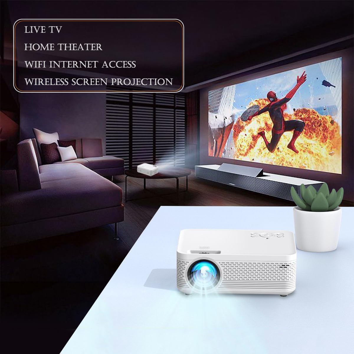 POFET Mini Proiettore Telefonico Portatile 1080P Supporto Full HD Proiettore Film Home Cinema Piccolo Proiettore Video Compatibile con HDMI, Smartphone, Tablet, PC, TV Stick