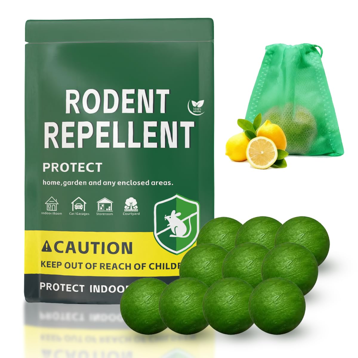 Natural Peppermint Rodent Repellent Balls, 10 Pack - Plant-Based Mouse & Rat Deterrent for Home, Car, Garden - Non-Toxic Pest Control Scent Balls, Long Lasting Family Protection