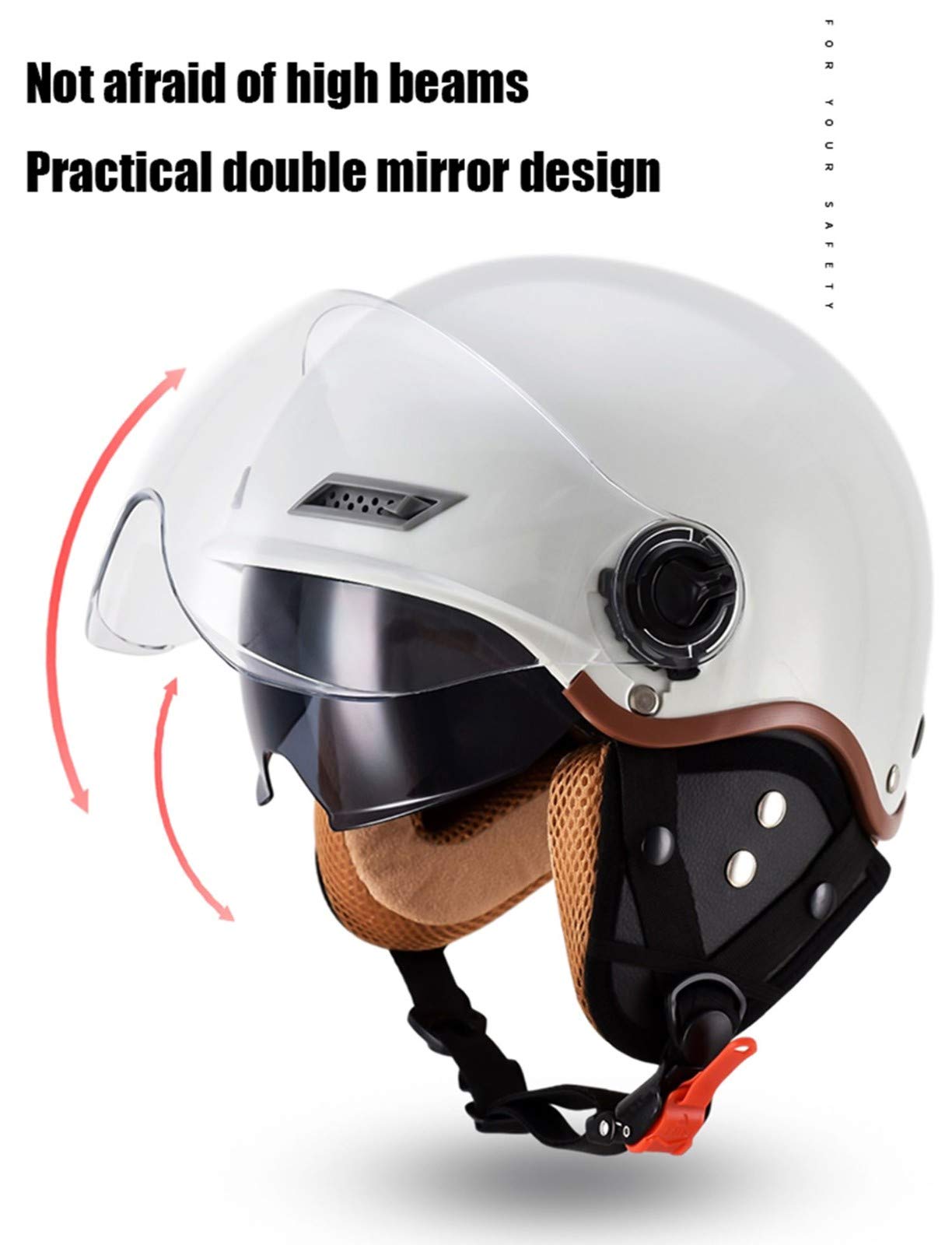 Mezzo Casco Moto Vintage Con Visiera - Certificato ECE - Leggero In ABS, Per Uomo E Donna - Taglie M, L, XL, XXL - Per Cruiser, Chopper, Mofa - 4