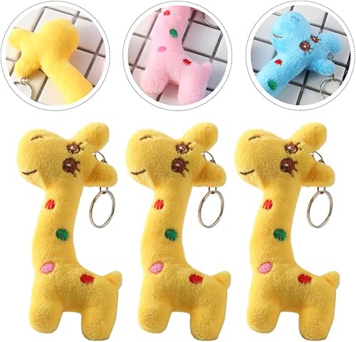 Miniatura 9 de Toyvian Mini llaveros de jirafa de animales de peluche, dijes de animales para bolsas, llaves, decoración colgante, color al azar