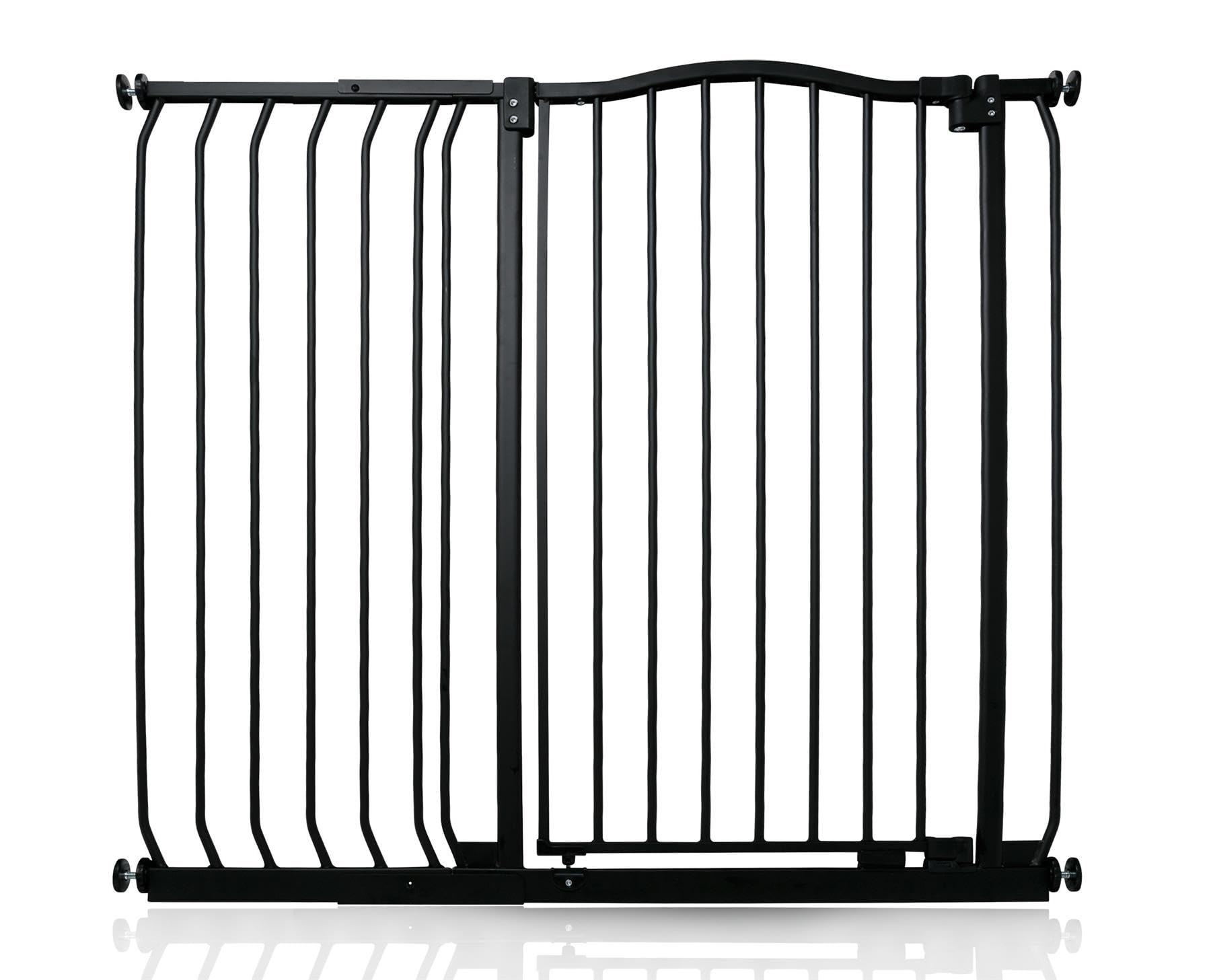 Safetots Dodatkowa Wysoka Brama Bezpieczenstwa z Zaokraglonym Górnym Elementem, 107cm - 116cm, Matowa Czarna, Dodatkowo Wysoka - 100cm Wysokosci, Brama Dla Dzieci do Drzwi, Bariera Bezpieczenstwa