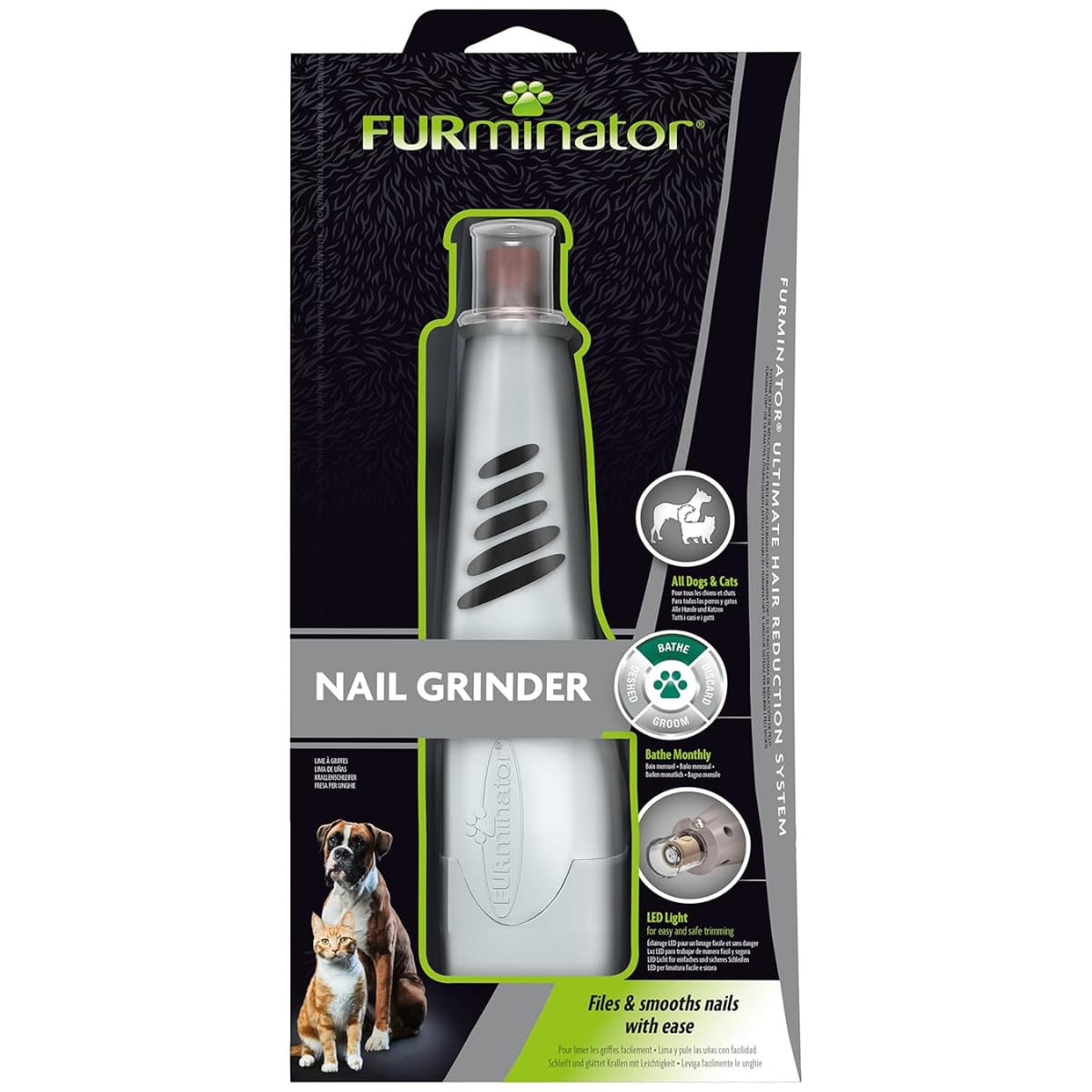 FURminator Levigatrice per unghie per Cani e Gatti - Levigatrice per unghie senza fili con luce LED e 2 impostazioni di velocità