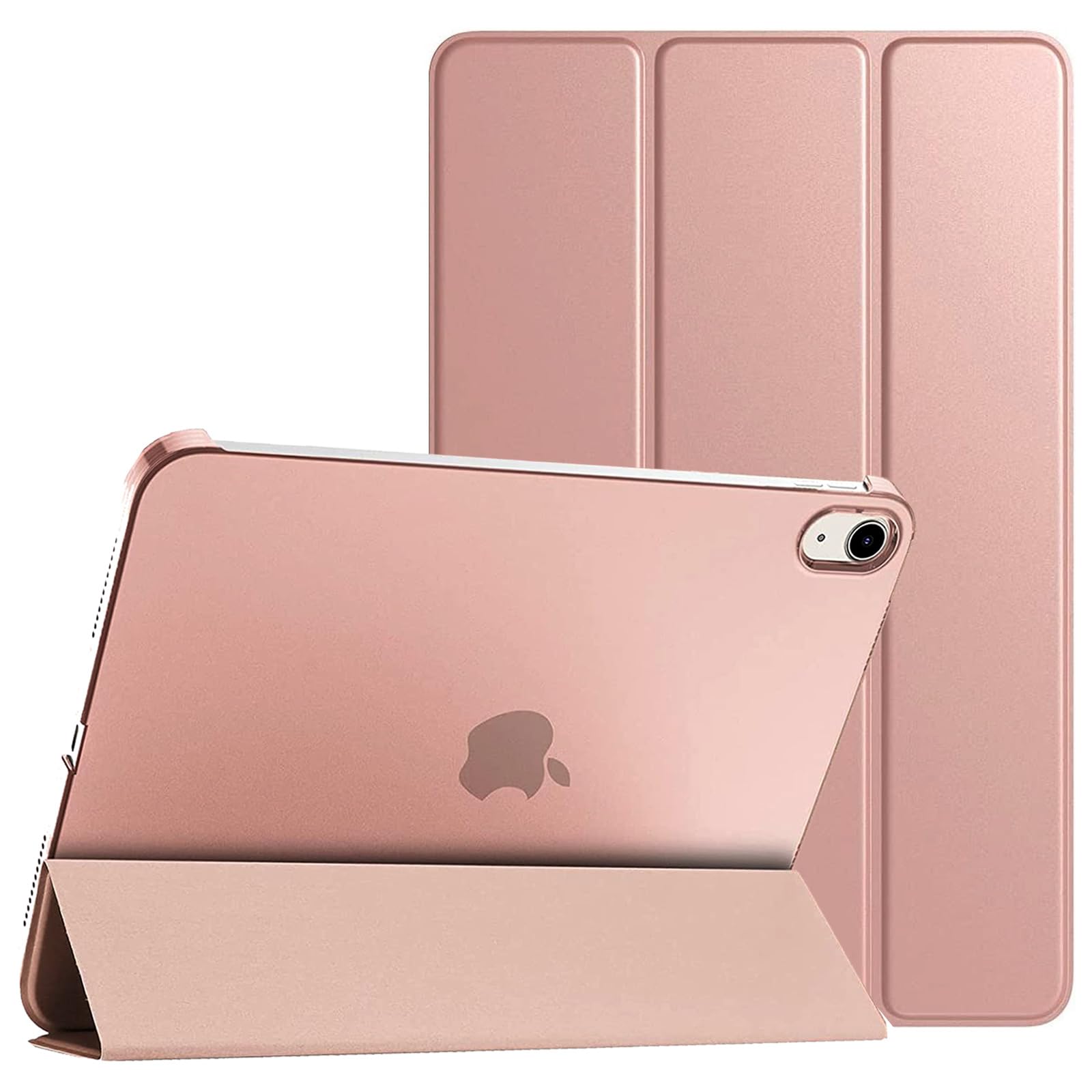 PROTech Étui fin pour iPad 10e génération 2022 avec support pour iPad 10,9", prise en charge Touch ID, mise en veille/réveil automatique intelligente avec dos translucide (or rose)