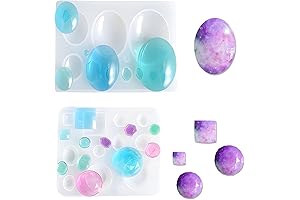 Szecl 2Pcs Crystal Glue Jewelry Molds Oval Round Square Pendant Resin Mold