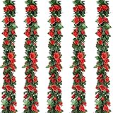 5 Pcs Flower Garland for Decoration Artificial Vines with Flowers Fake Floral Garland Decor Flower Vine for Garden Party Spring Decorations