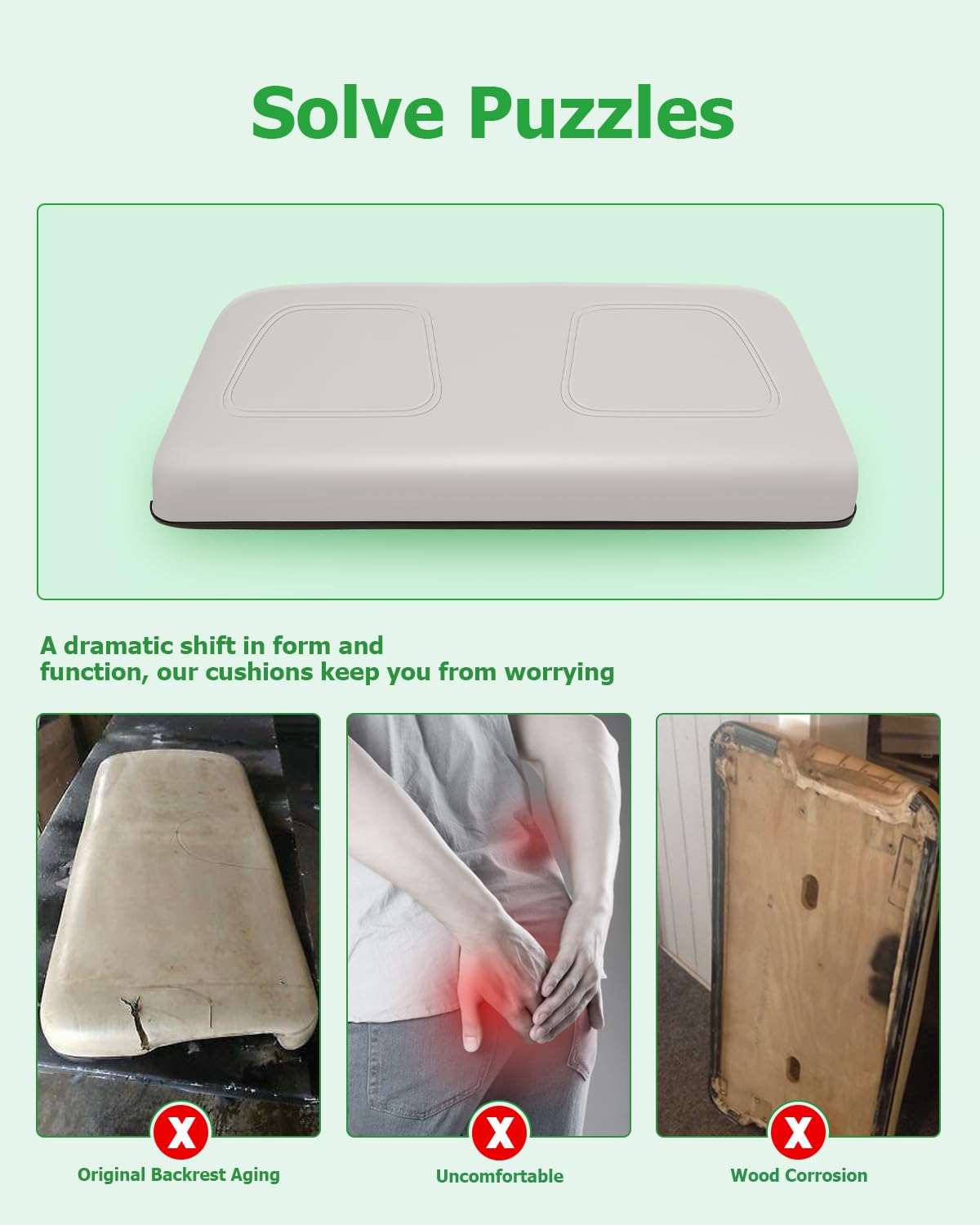 ILVGOLF Front Seat Bottom Cushion Assembly for Club Car DS 2000.5-up, Golf Cart Front Seat Cushion, Milky White, Single Replacement Cushion