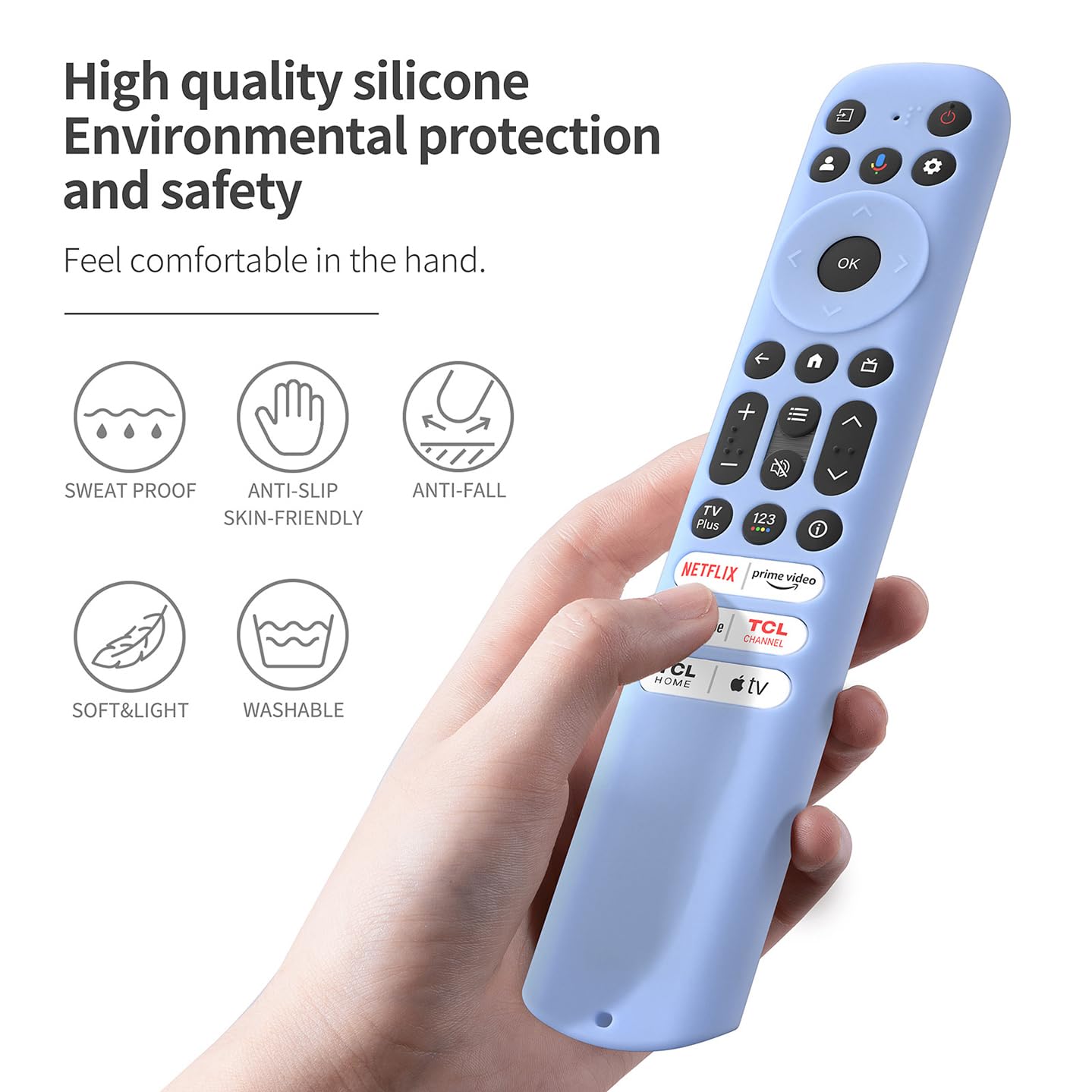 Silikon-Schutzhülle Für TCL RC813/FMB1 & RC923/FMB3 Fernbedienung – Mit Umhängeband, Leuchtend Blau
