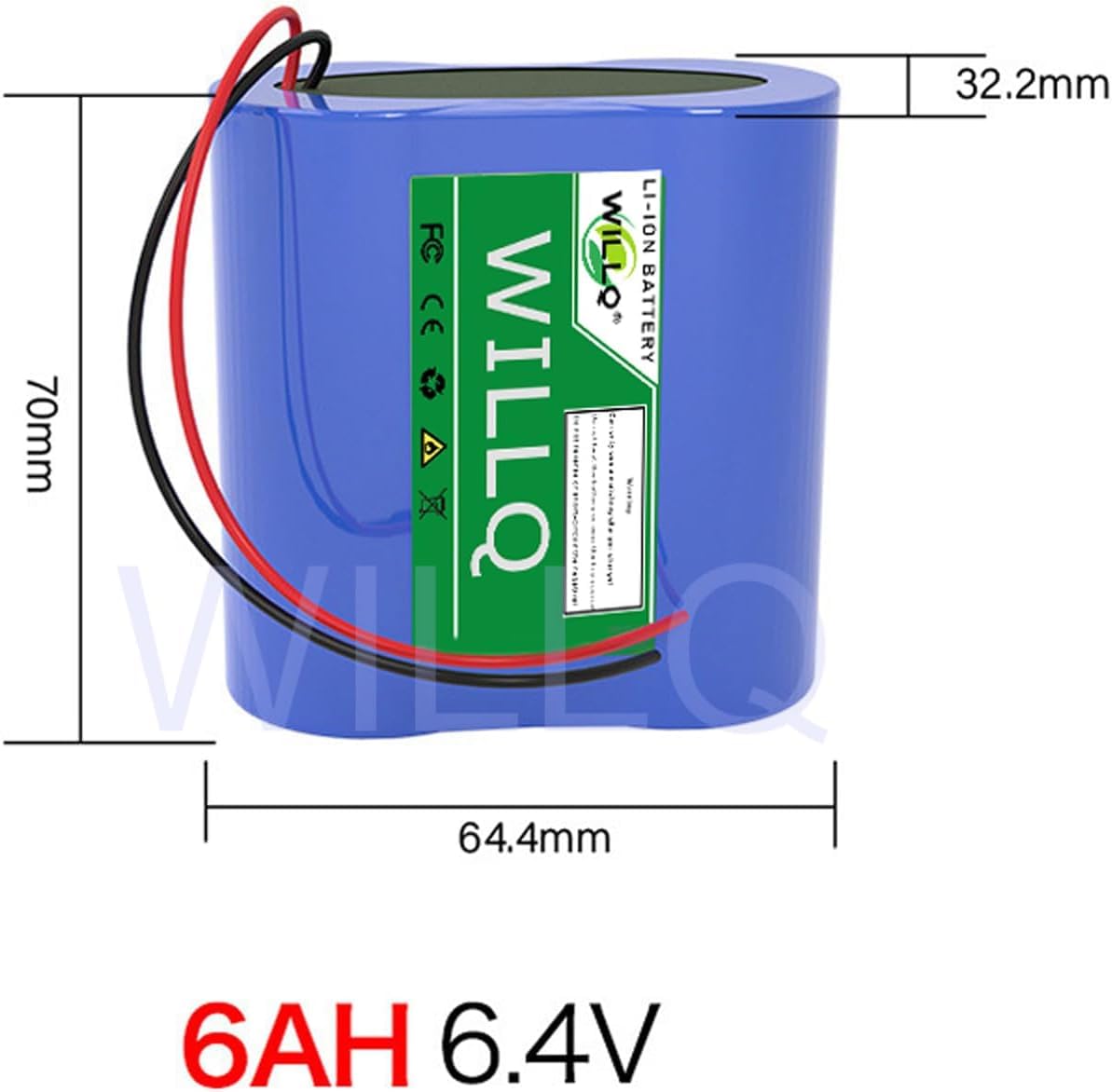 Batería Recargable De Iones De Litio De Repuesto 6.4v 6ah 12ah 18ah 24ah 30ah Batería Lifepo4 con Cable para Juguetes Eléctricos Iluminación Solar, 6.4v 6ah