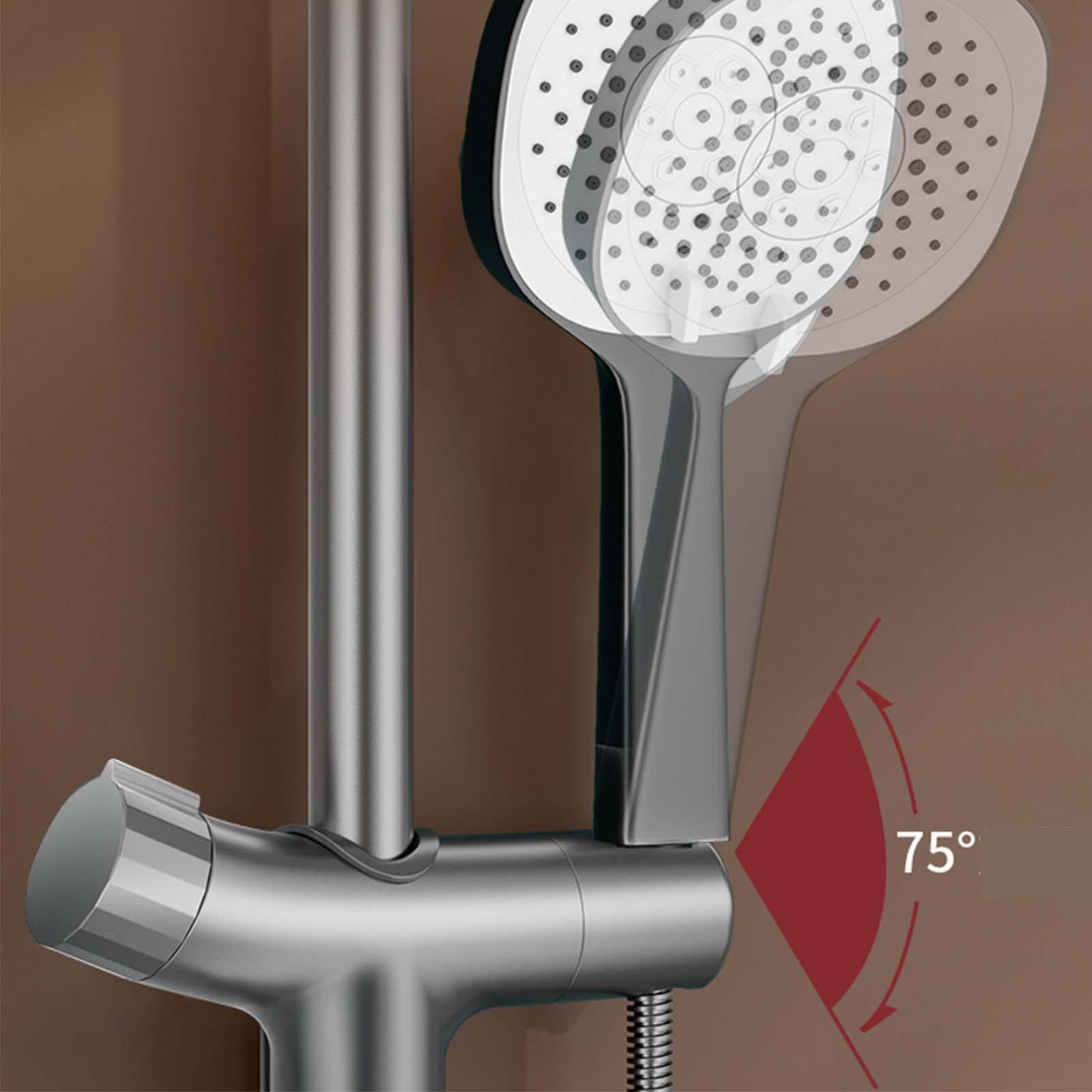 Soporte Ducha Pared Gris Pistola Soporte Alcachofa Ducha Ángulo Ajustable 75° Soporte Ducha Altura Ajustable Soporte de Ducha la Instalación No Requiere Desmontaje Soporte para Ducha