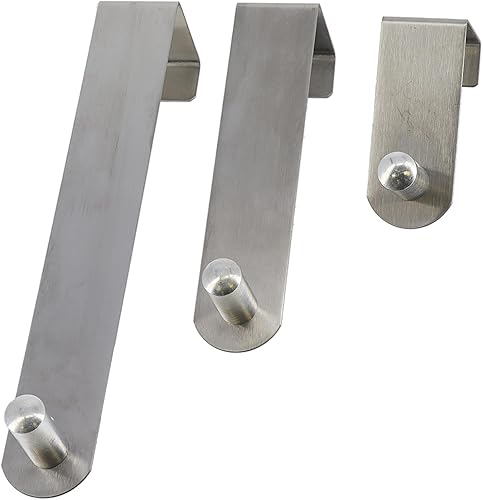 Miniatura 6 de evideco cepillado Acero inoxidable sobre la puerta Ganchos colgadero-3Sizes- Conjunto de 3-chrome
