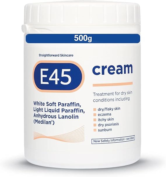 E45 Cream 500 g Tub Moisturiser for Dry Skin and Sensitive Skin
