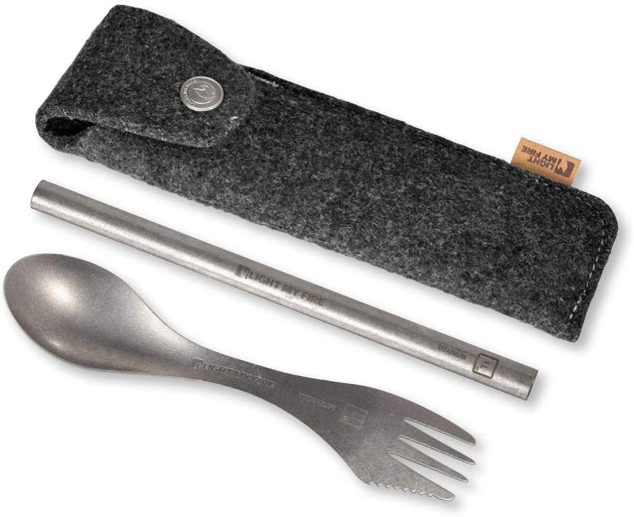 Light My Fire Camping Spork Titanium Spork + Reusable Straw + Cutlery