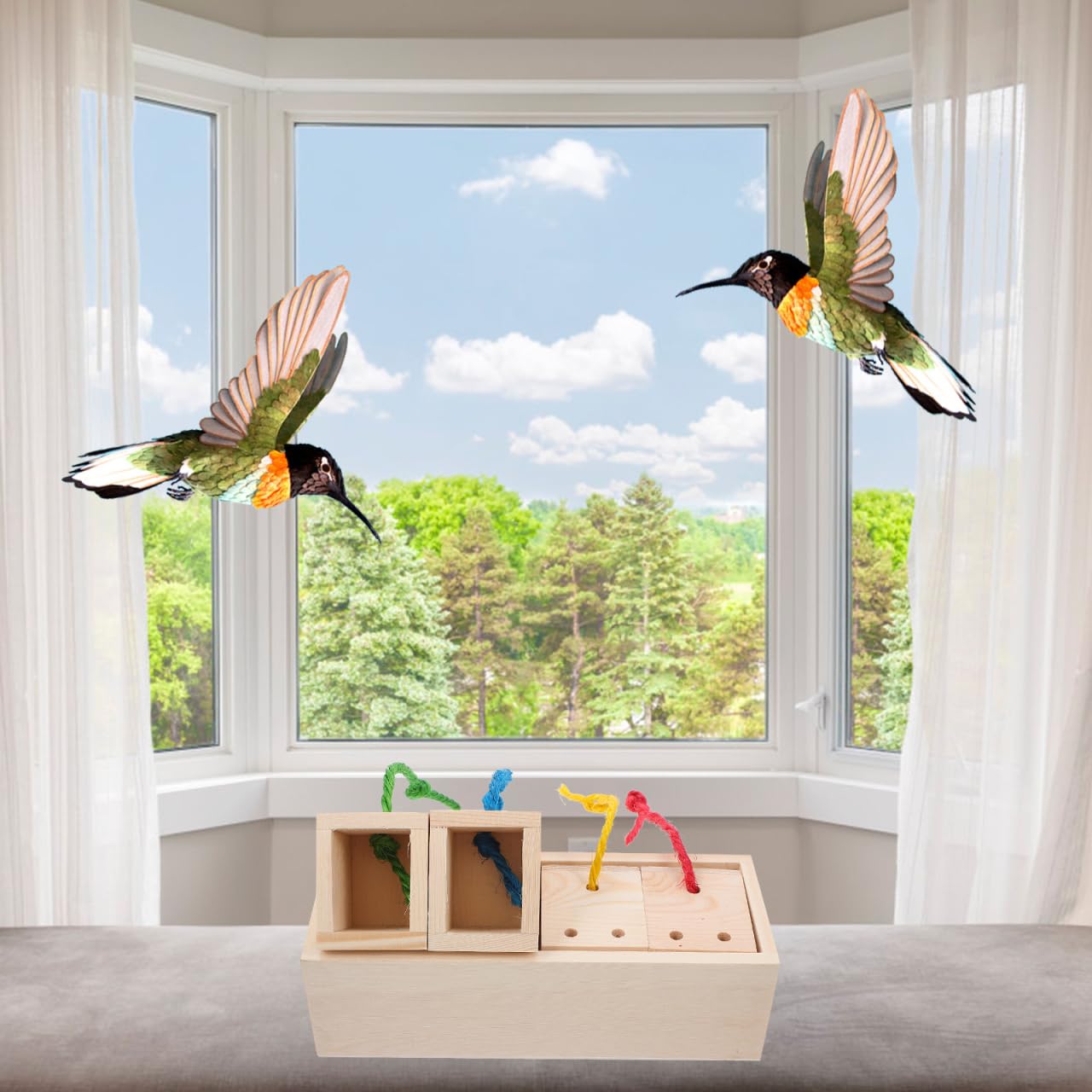 VICASKY Foraging Box Toys for Pet Birds Hanging Chew Toy Reduces Stress and Encourages Natural Play in Birdcages - Image 2